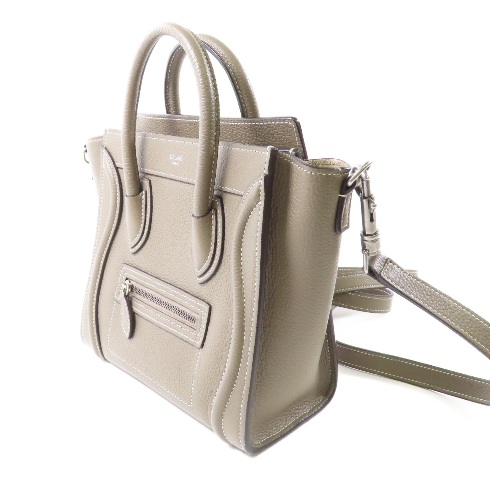 CELINE 牛皮皮革Luggage銀扣手挽肩背兩用袋