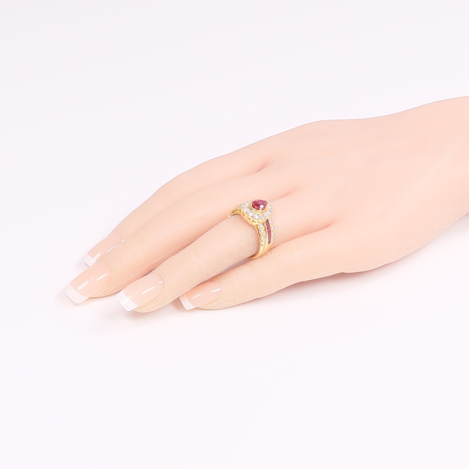 JEWELRY 18K黃金Ruby Diamond Ring紅寶石/鑽石戒指US#6