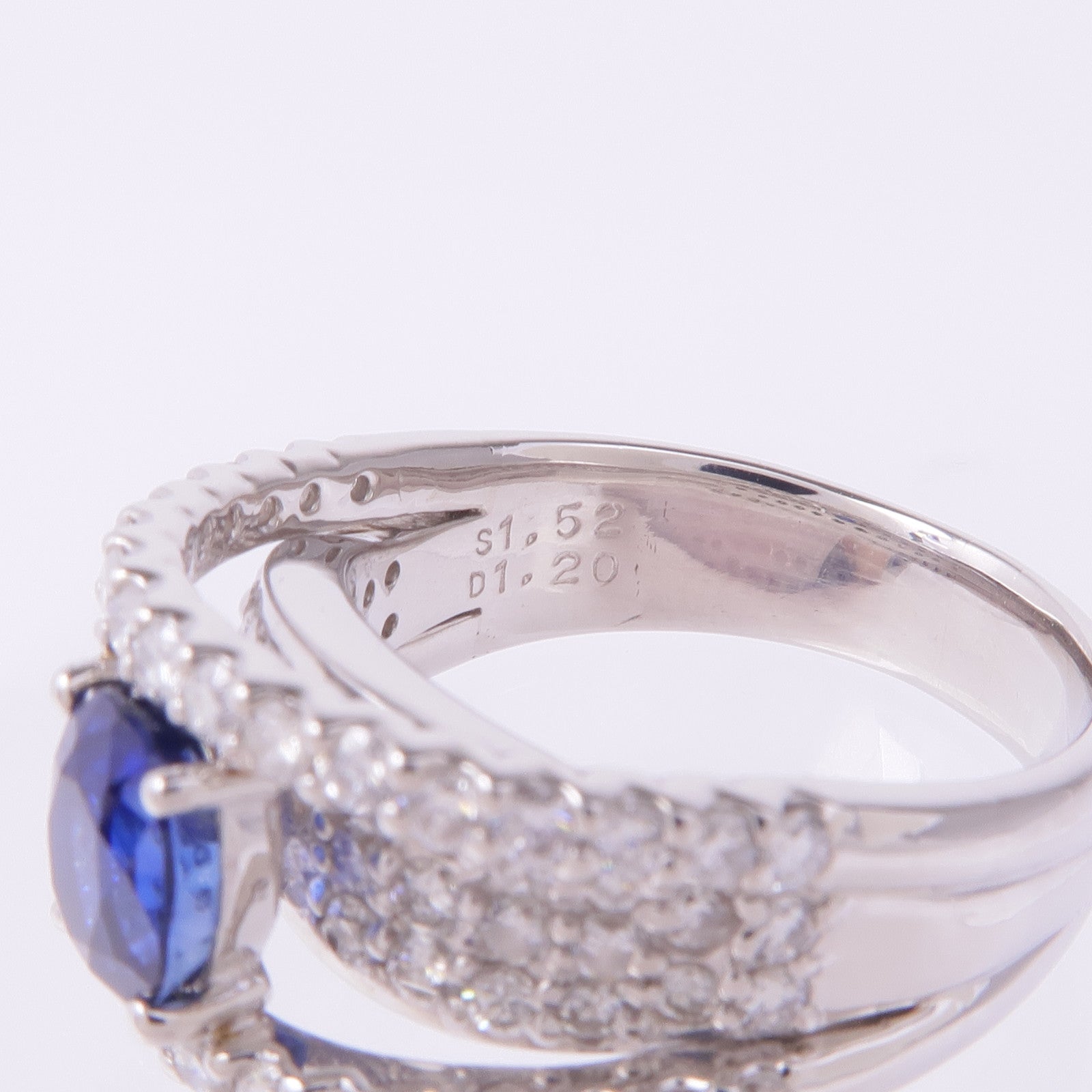 JEWELRY PT900鉑金Sapphire Diamond Ring藍寶石/鑽石戒指US#6.5