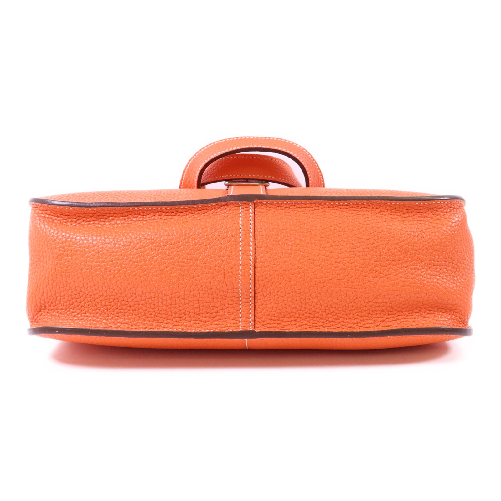 HERMES Clemence皮革Halzan 31銀扣手挽肩背兩用袋Orange Poppy