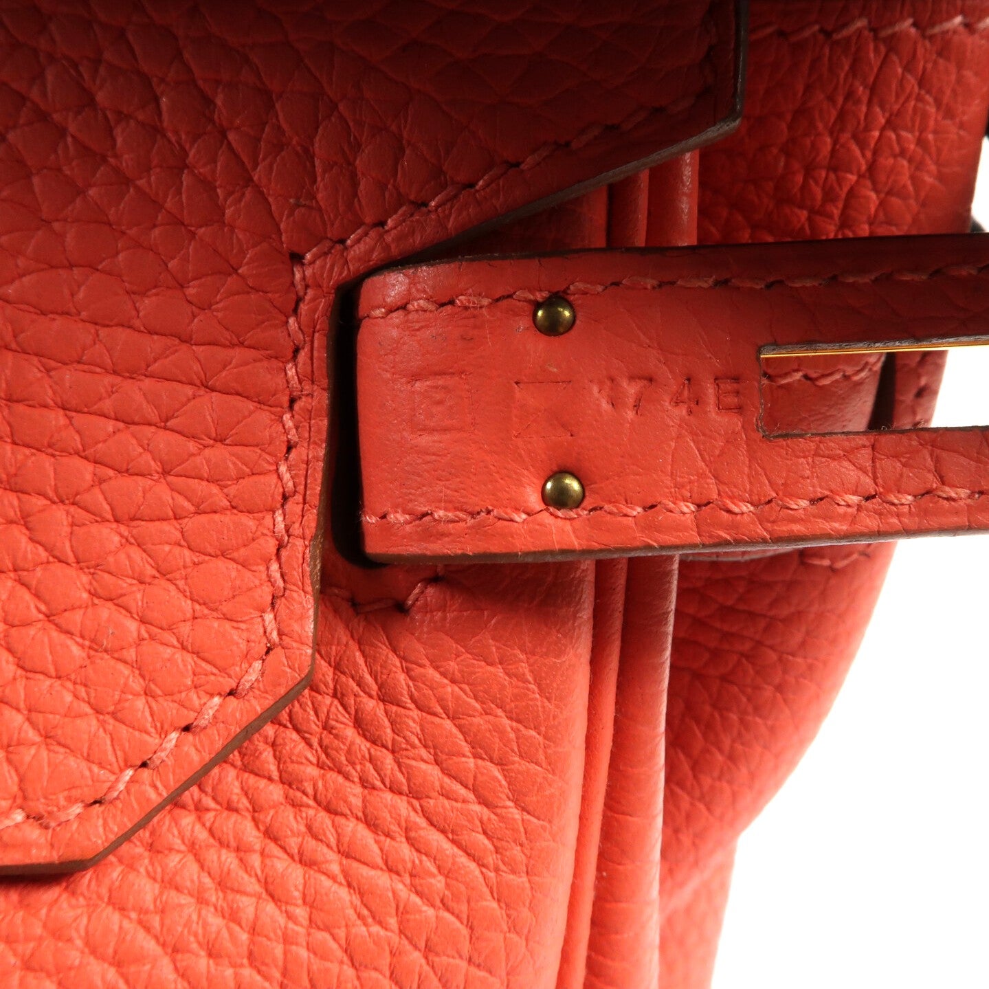 HERMES Clemence皮革Birkin 30金扣手挽袋Rouge Pivoine