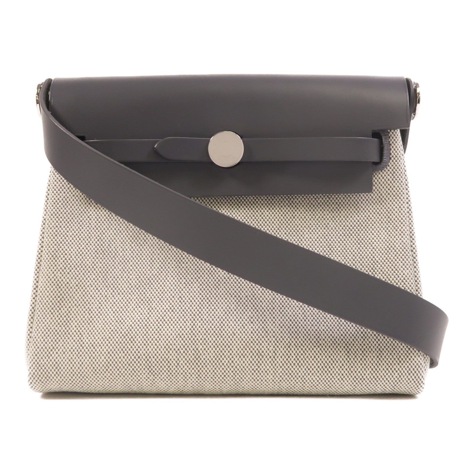 HERMES Toile H帆布Mini Herbag肩背袋Ardoise