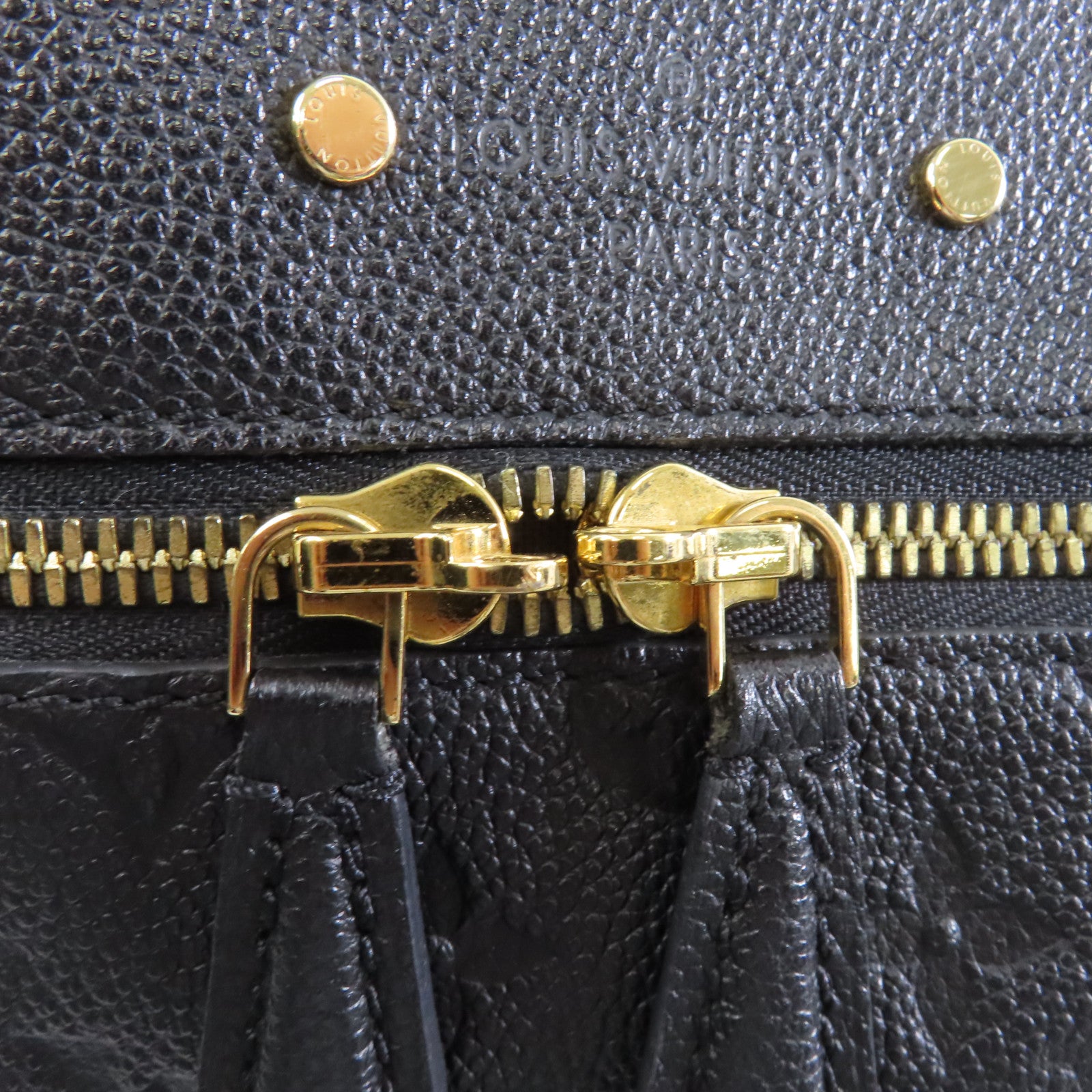 LOUIS VUITTON Monogram Empreinte Spontini金扣手挽肩背兩用袋黑色