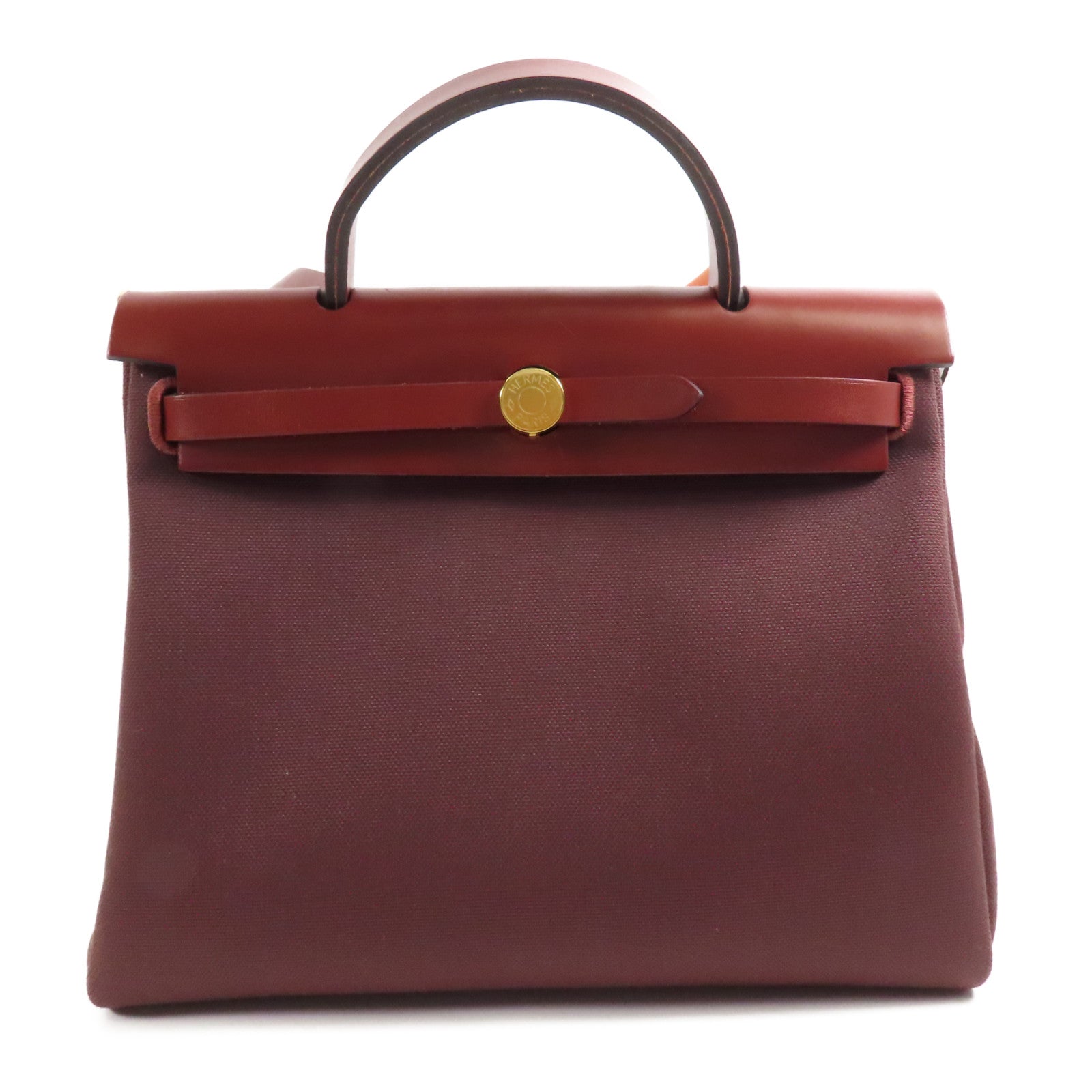 HERMES 帆布Herbag PM手挽肩背兩用袋Rouge Sellier