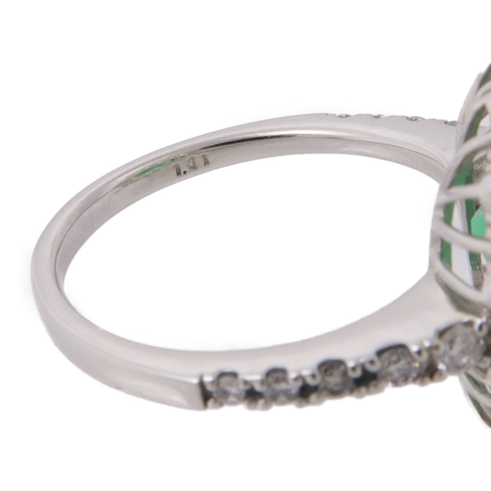 JEWELRY 950純銀Emerald/Diamond Ring綠寶石/鑽石戒指US#6