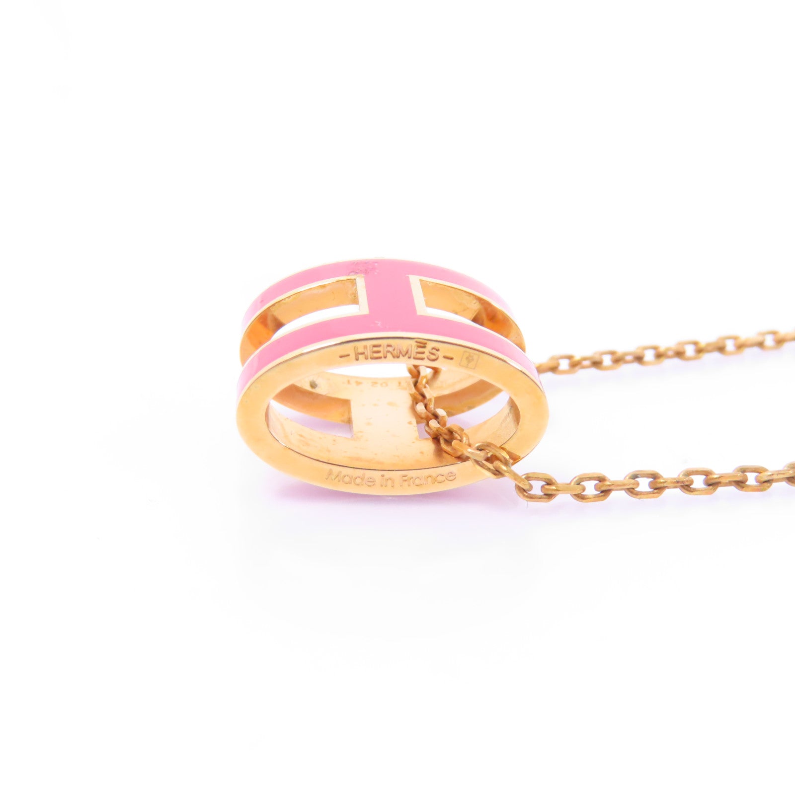 HERMES 金屬Pop H Necklace項鍊粉紅色金色