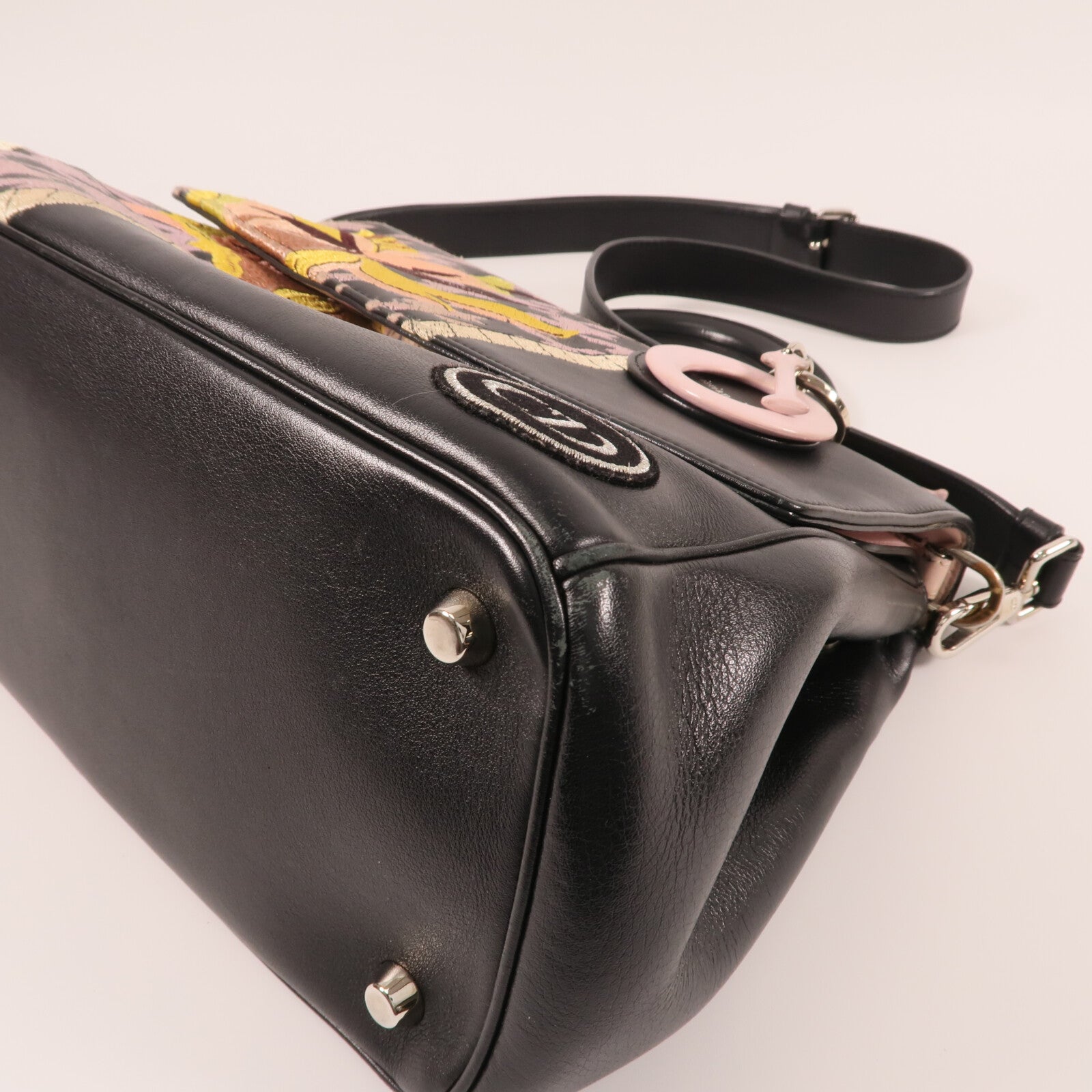 Dior 牛皮皮革Hand Bag銀扣手挽肩背兩用袋