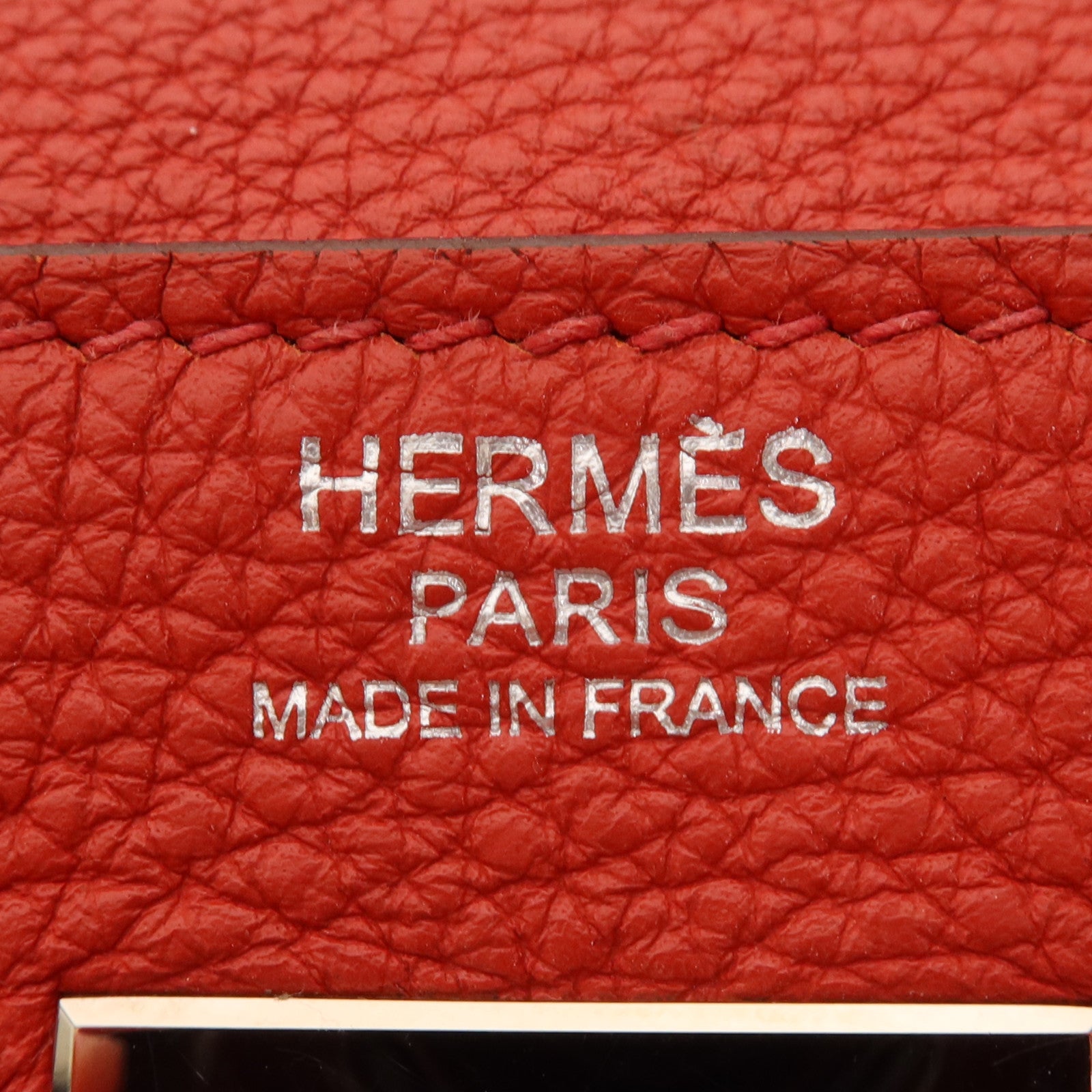 HERMES Clemence皮革Kelly 32銀扣手挽肩背兩用袋Rouge Casaque