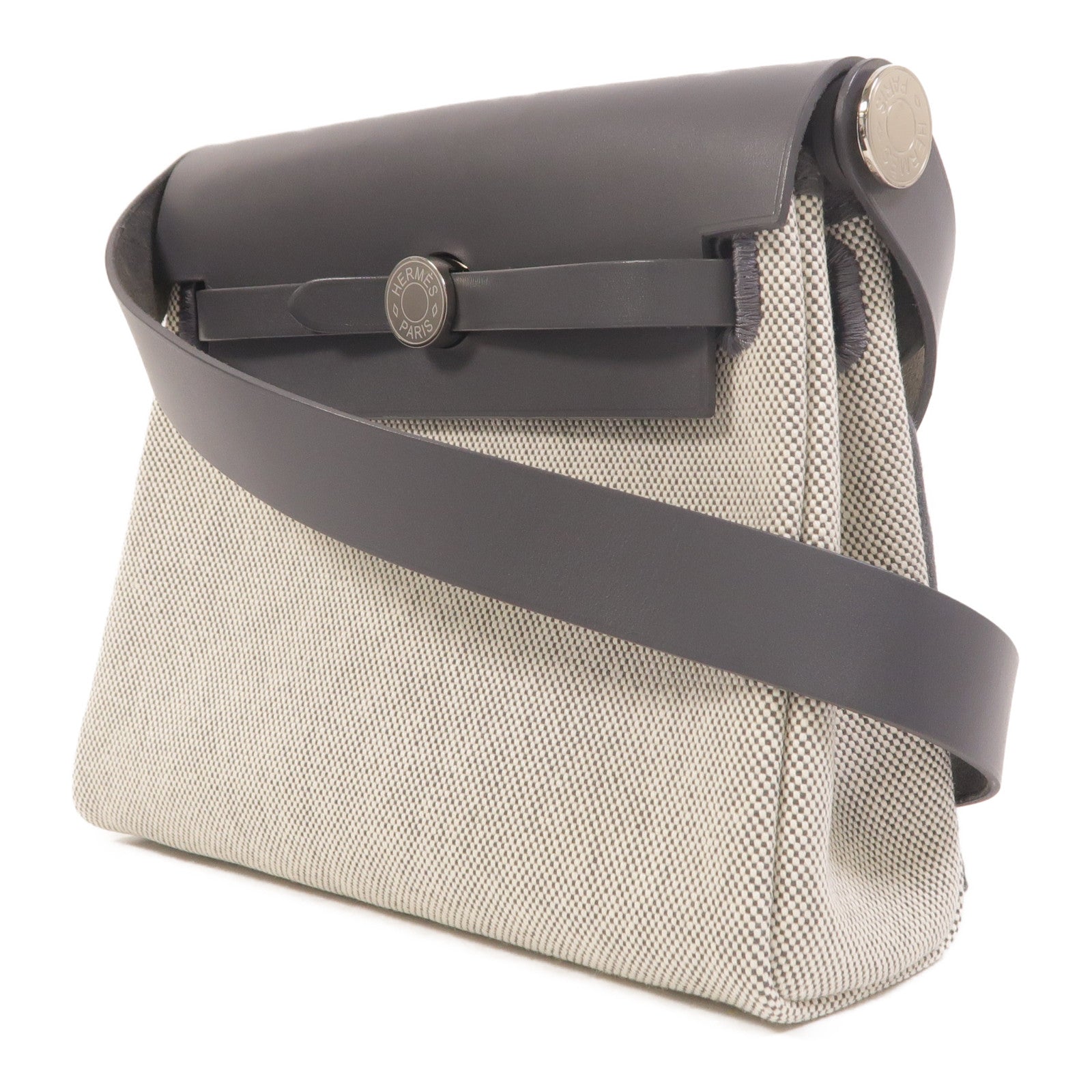 HERMES Toile H帆布Mini Herbag肩背袋Ardoise