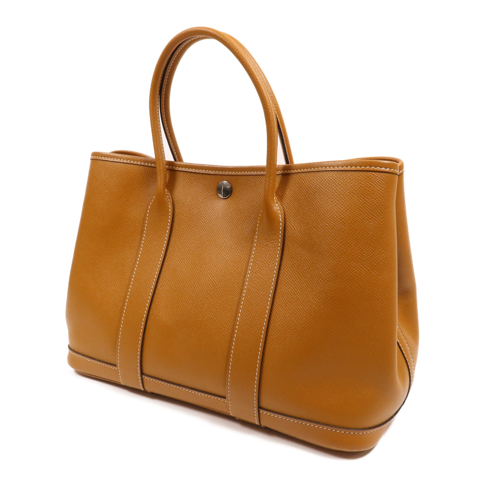 HERMES Epsom皮革Garden Party TPM銀扣手挽袋Toffee
