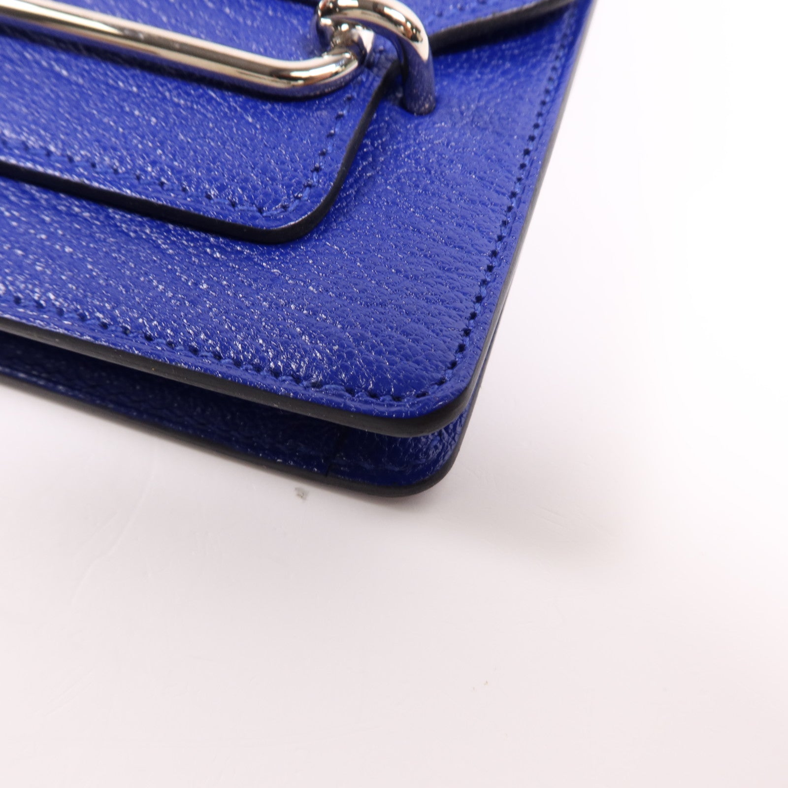 HERMES Chevre皮革Roulis Slim手拿包Bleu Electrique