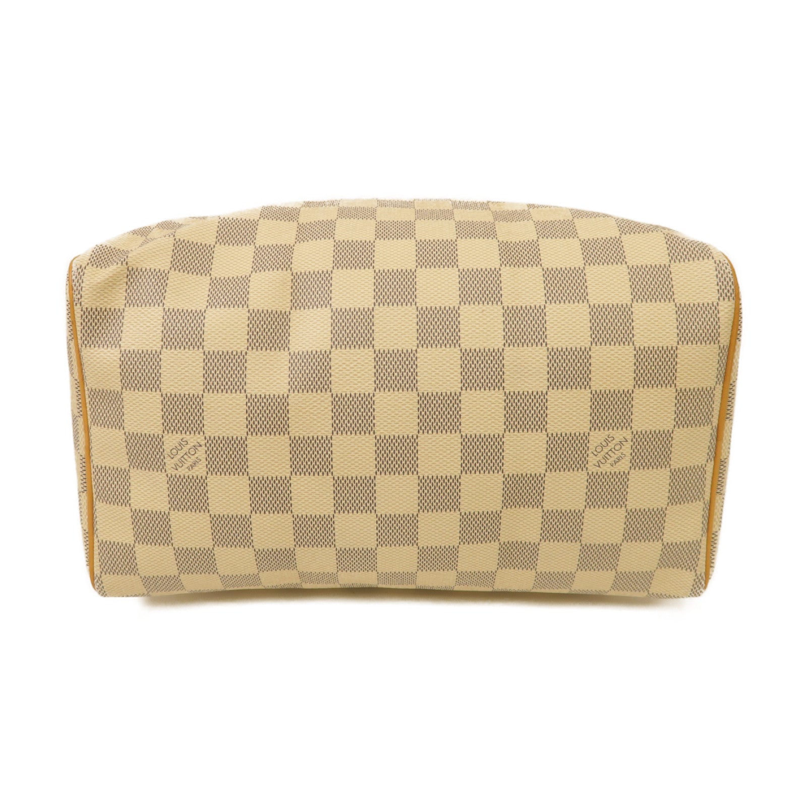 LOUIS VUITTON Damier Azur Speedy 25金扣手挽袋白色