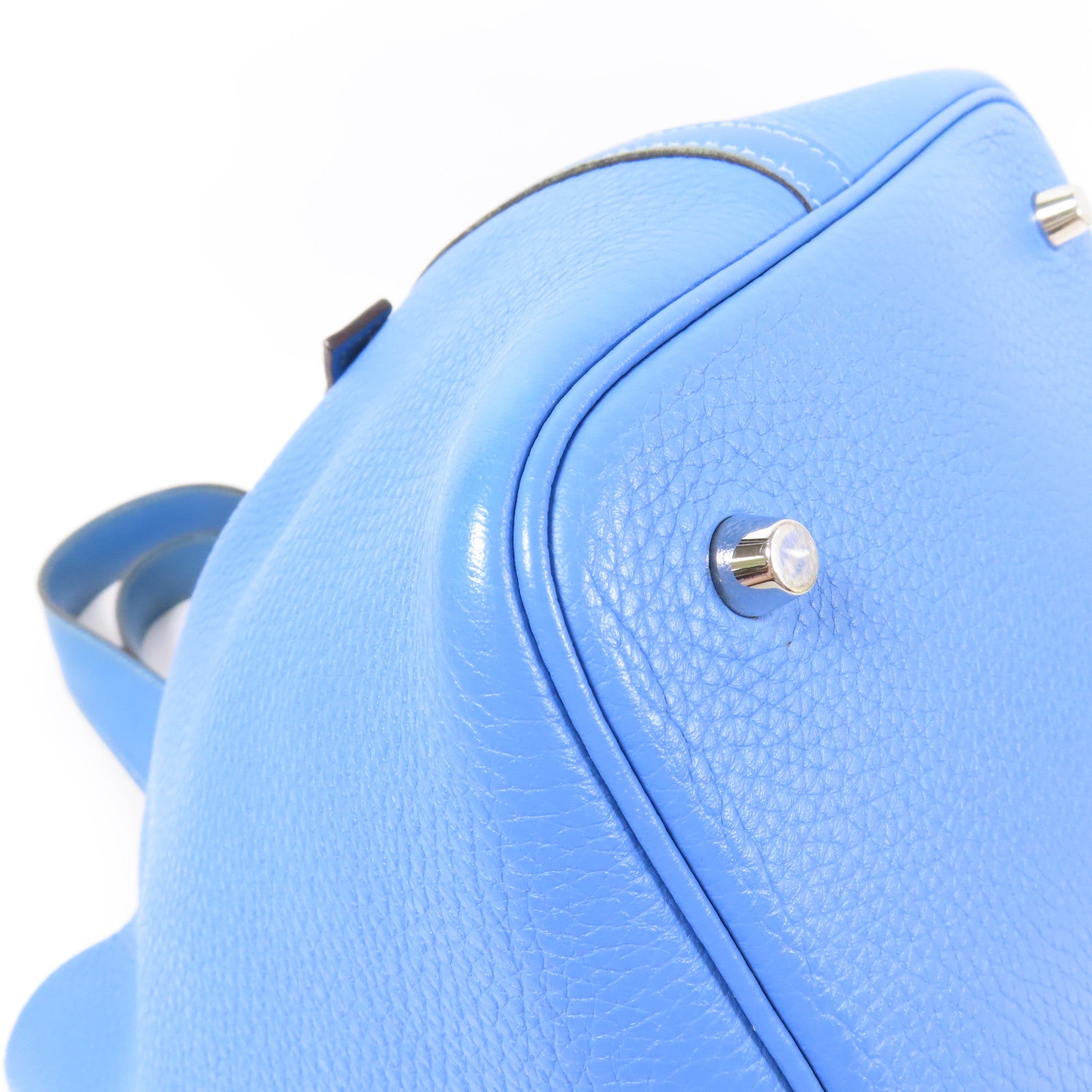 HERMES Clemence皮革Picotin MM銀扣肩背袋Blue Paradise