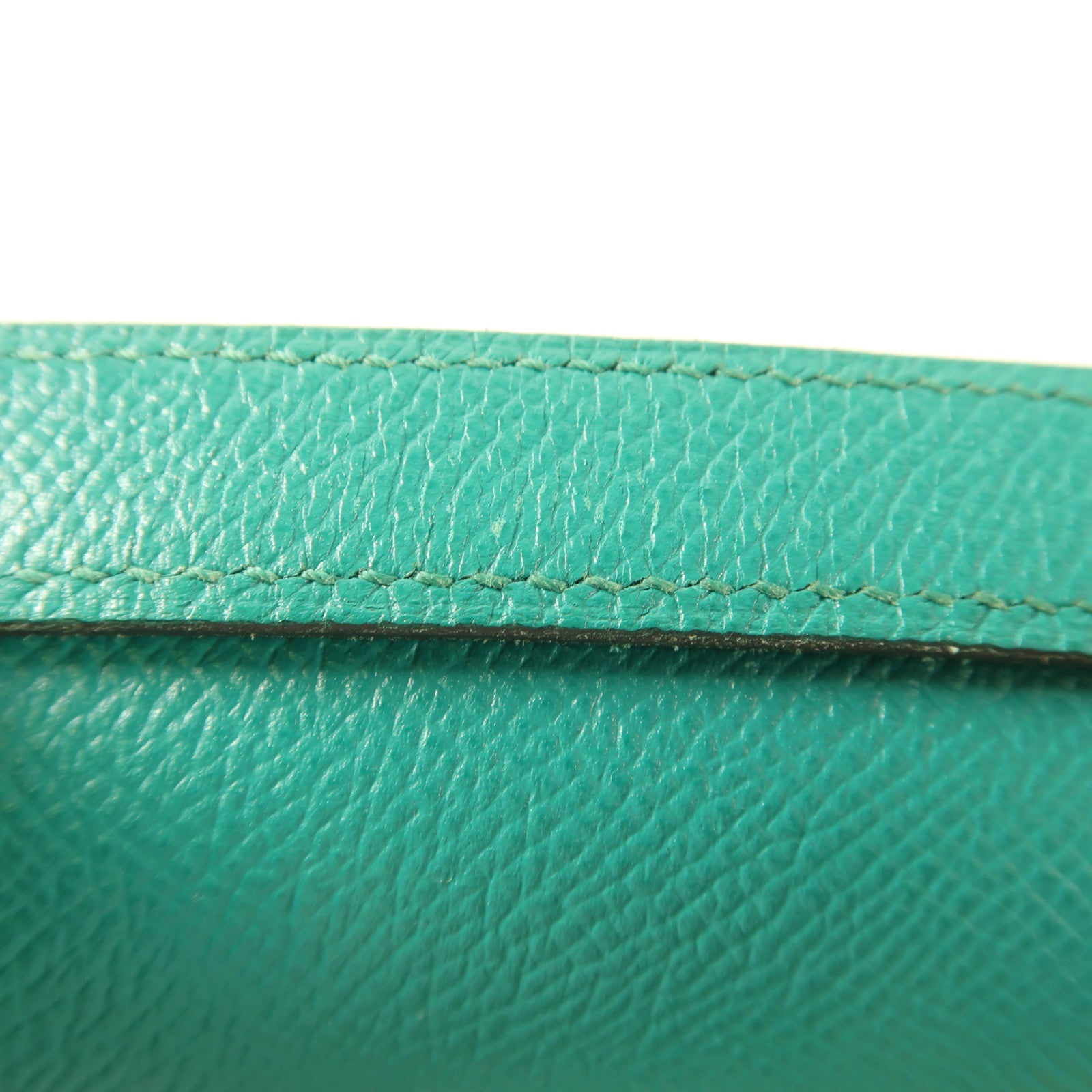 HERMES Epsom皮革Constance 24銀扣肩背袋Blue Paon/Menthe