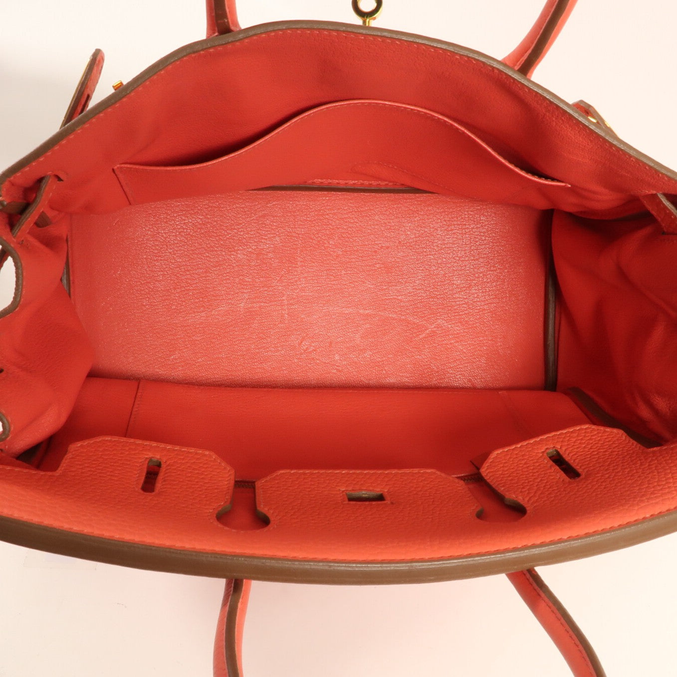 HERMES Clemence皮革Birkin 30金扣手挽袋Rouge Pivoine