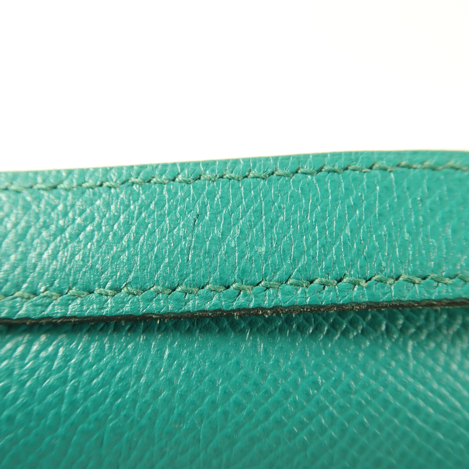 HERMES Epsom皮革Constance 24銀扣肩背袋Blue Paon/Menthe