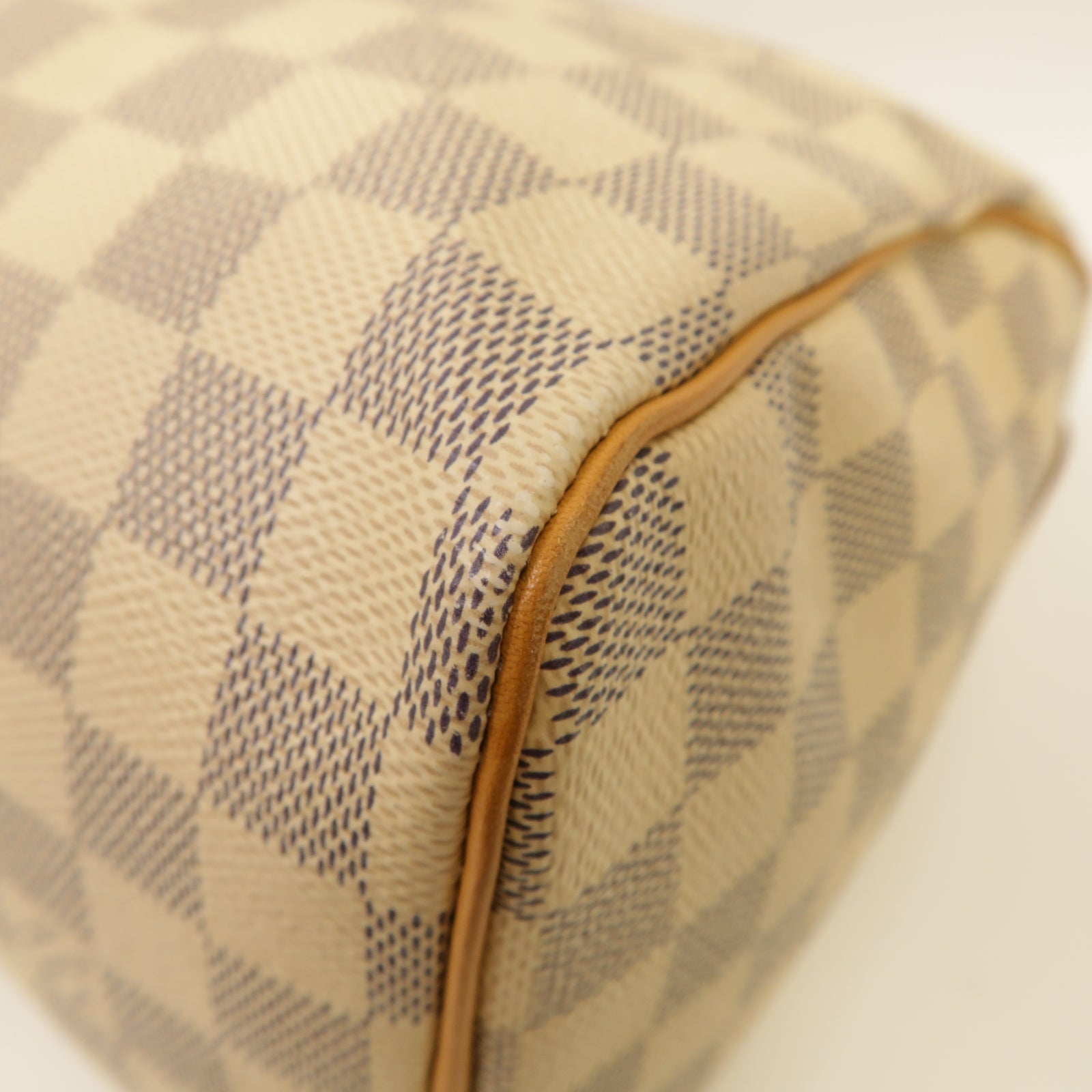 LOUIS VUITTON Damier Azur Speedy 25金扣手挽袋白色