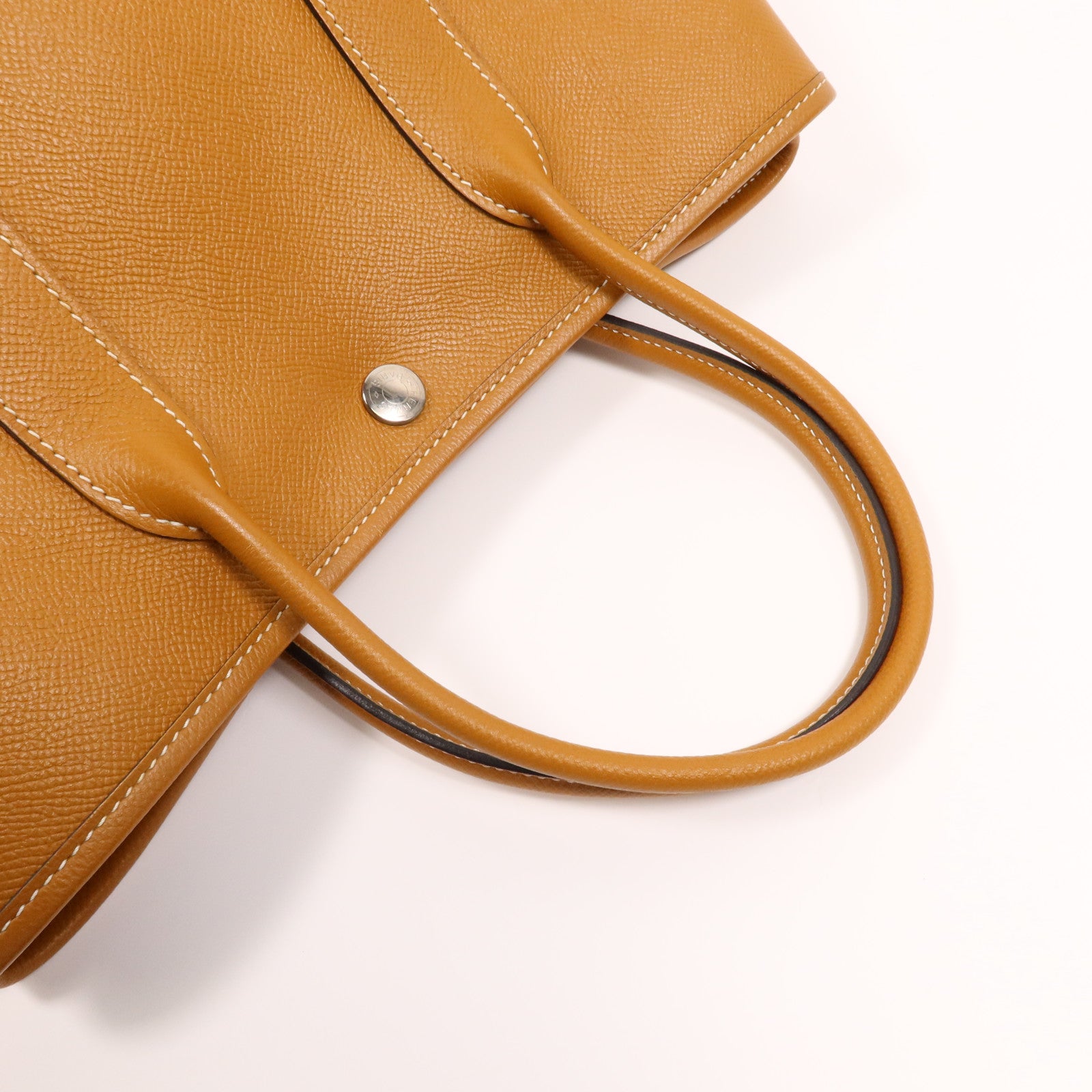 HERMES Epsom皮革Garden Party TPM銀扣手挽袋Toffee