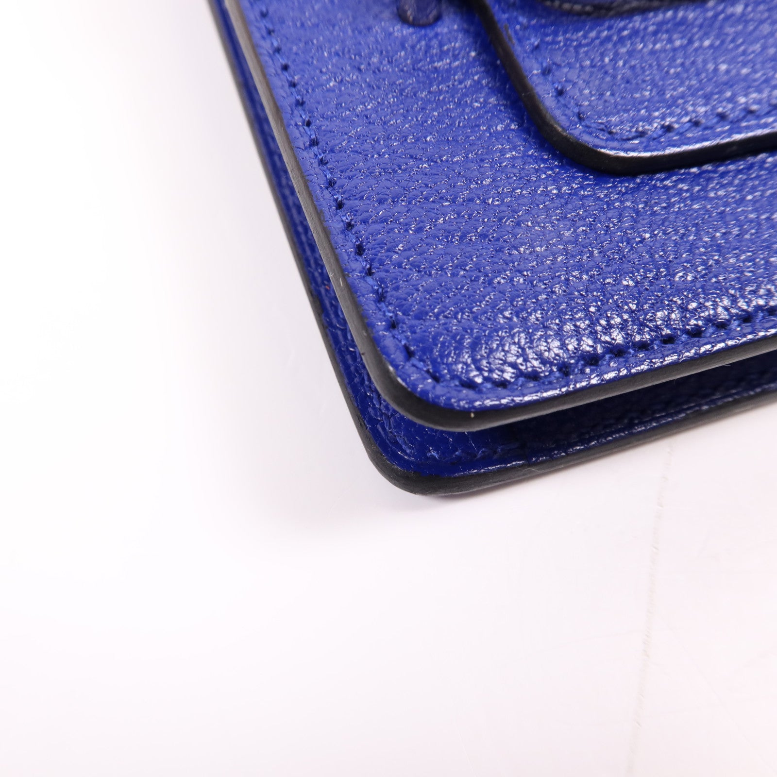 HERMES Chevre皮革Roulis Slim手拿包Bleu Electrique