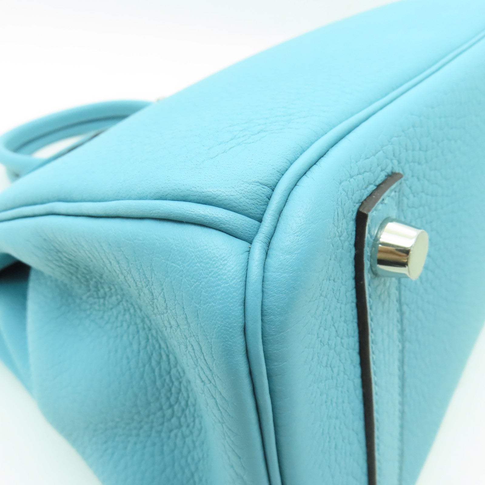 HERMES 【清倉大減價】Togo皮革Birkin 30銀扣手挽袋Bleu Saint Cyr淺藍色