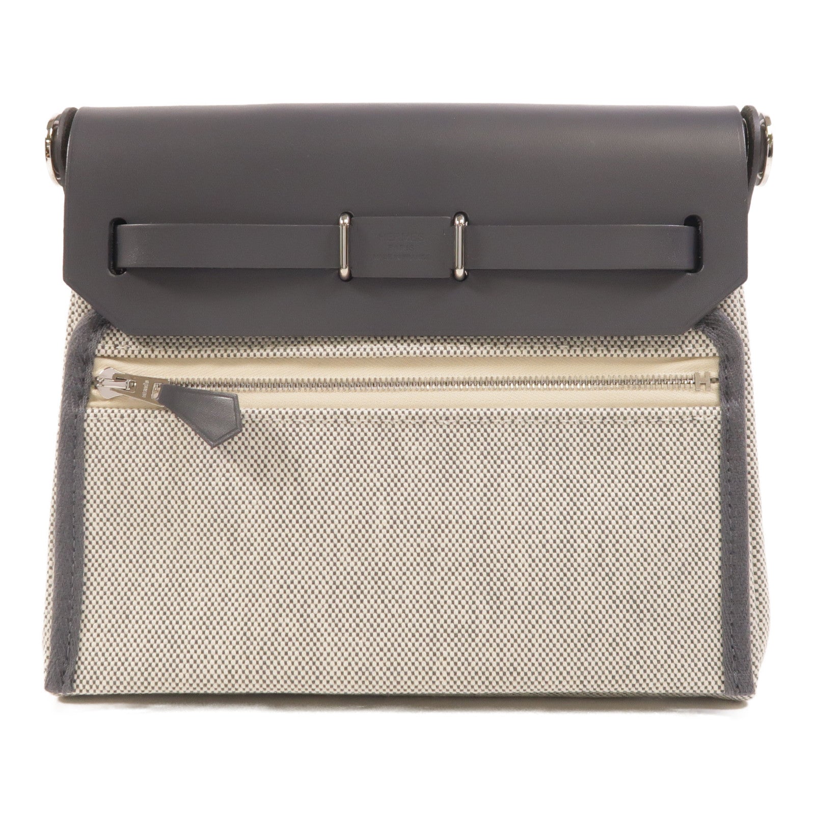 HERMES Toile H帆布Mini Herbag肩背袋Ardoise