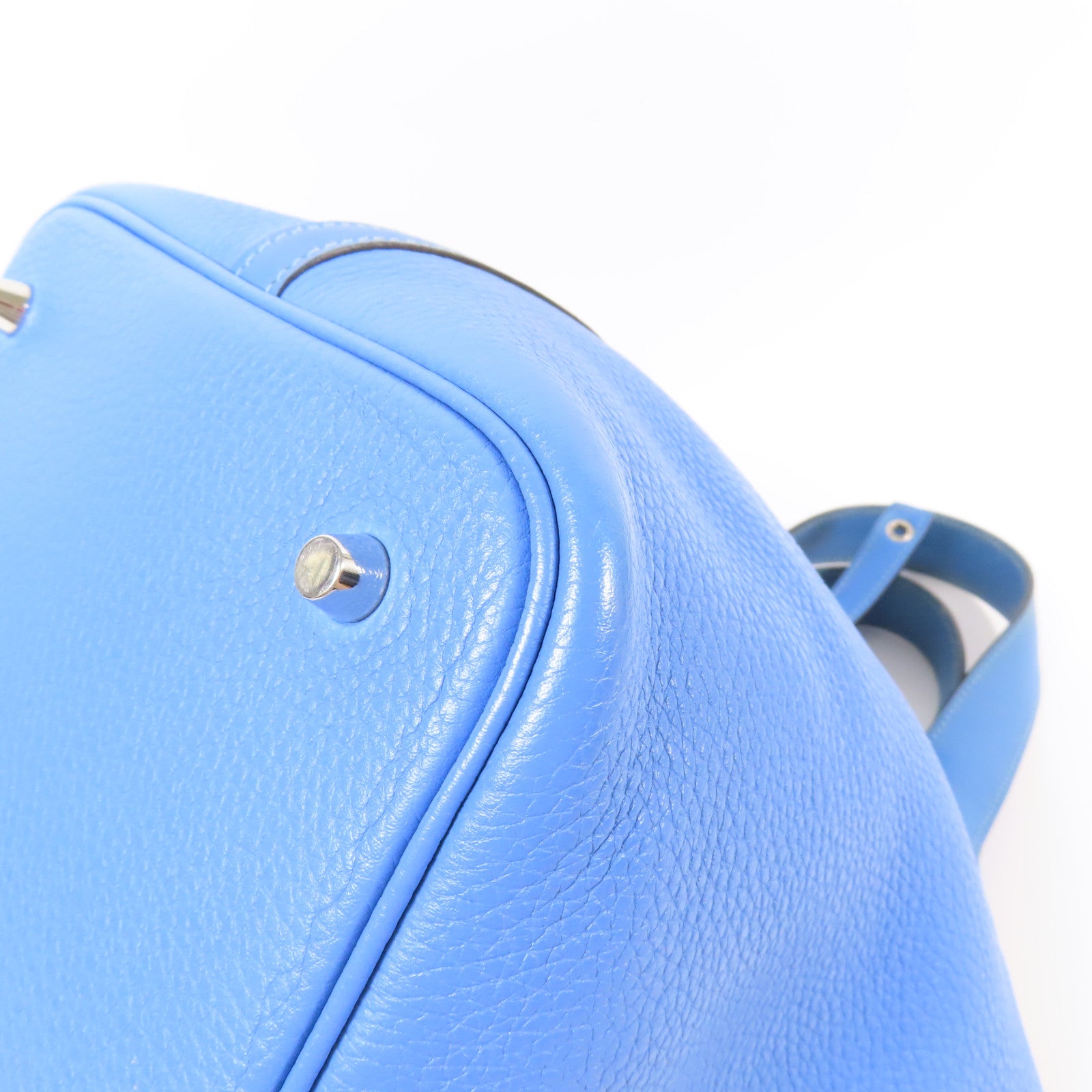 HERMES Clemence皮革Picotin MM銀扣肩背袋Blue Paradise