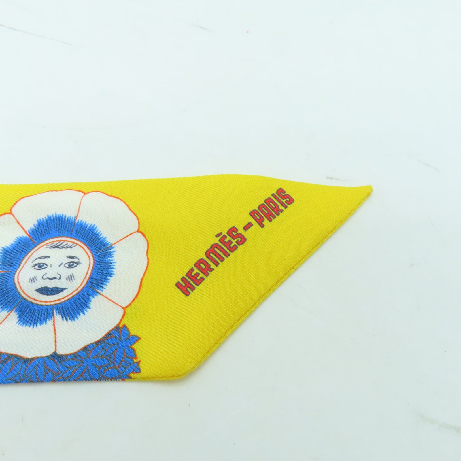HERMES 【激減優惠】絲質Twilly絲巾黃色