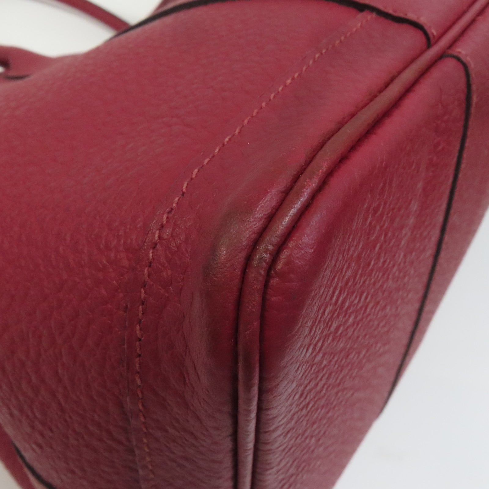 HERMES Country皮革Garden Party PM銀扣手挽袋紅色