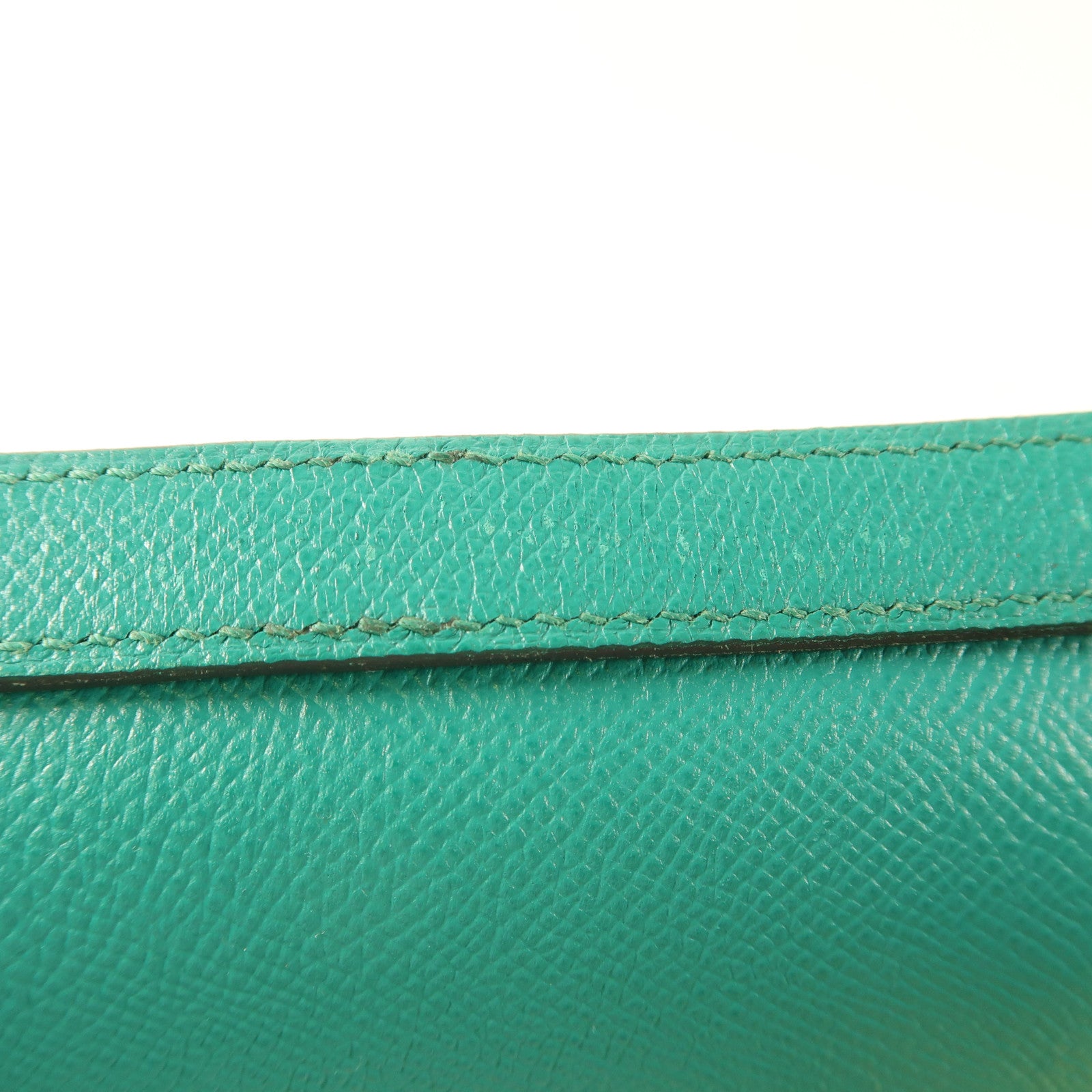 HERMES Epsom皮革Constance 24銀扣肩背袋Blue Paon/Menthe