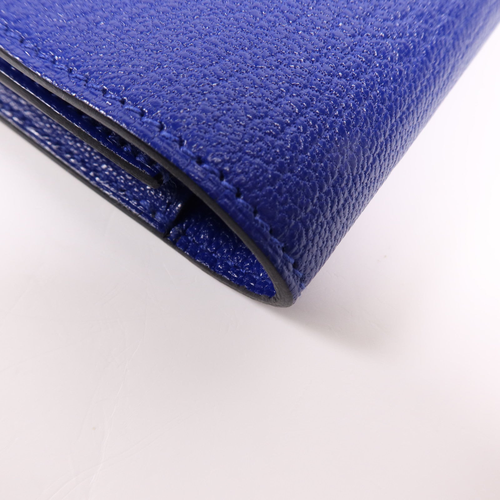 HERMES Chevre皮革Roulis Slim手拿包Bleu Electrique