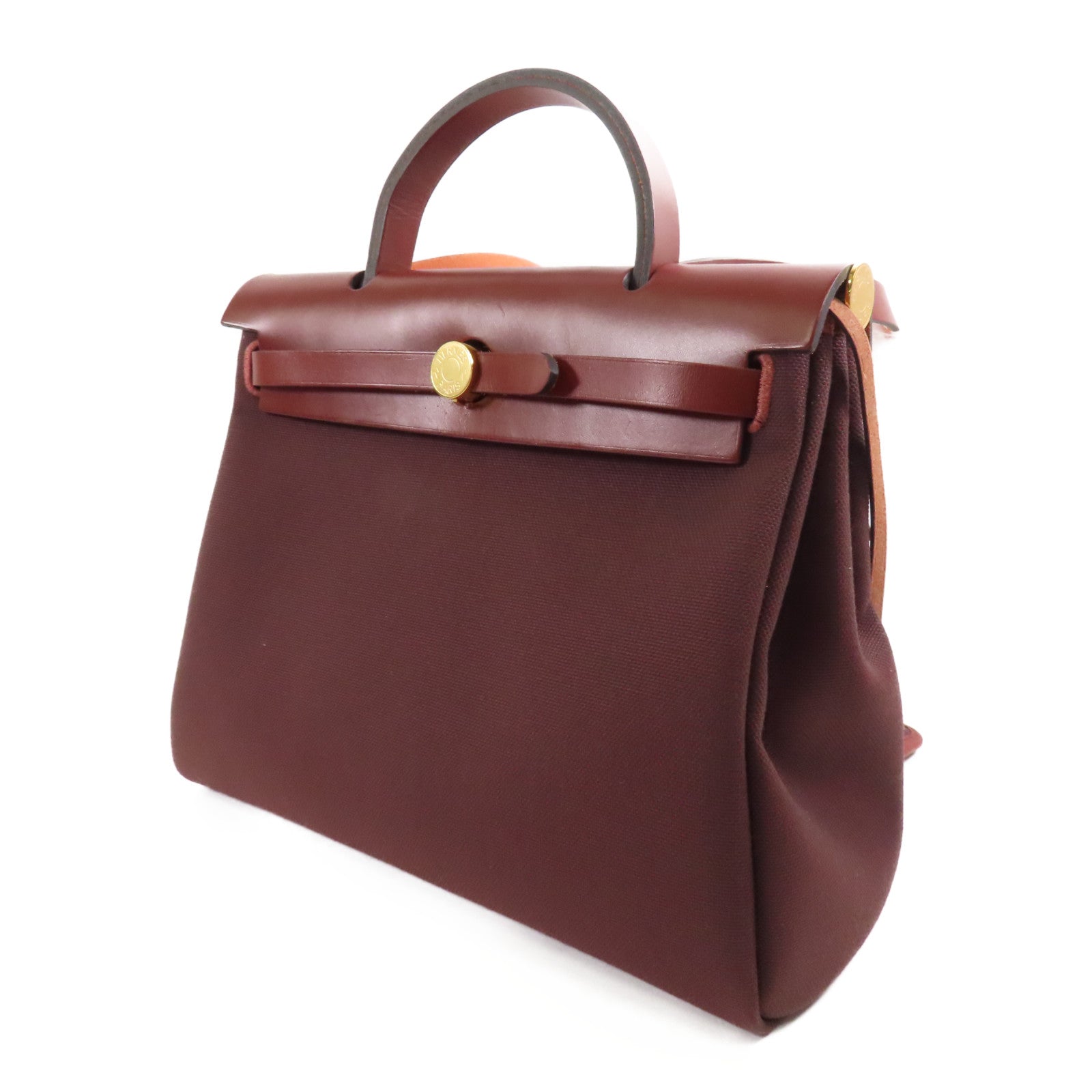 HERMES 帆布Herbag PM手挽肩背兩用袋Rouge Sellier