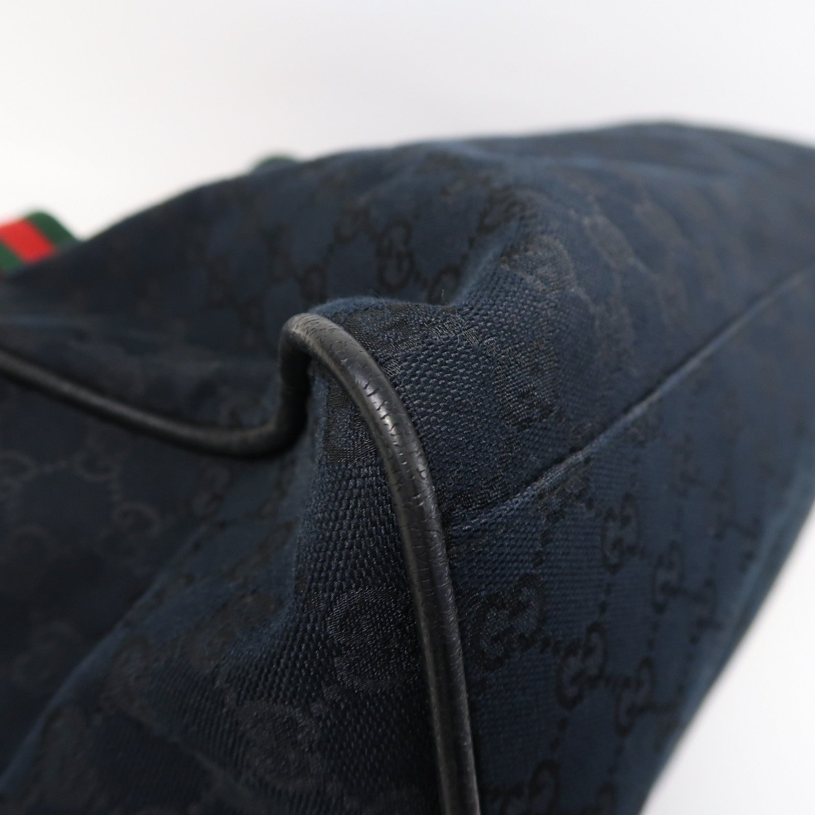 GUCCI 帆布Shoulder Boston Bag銀扣波士頓包黑色