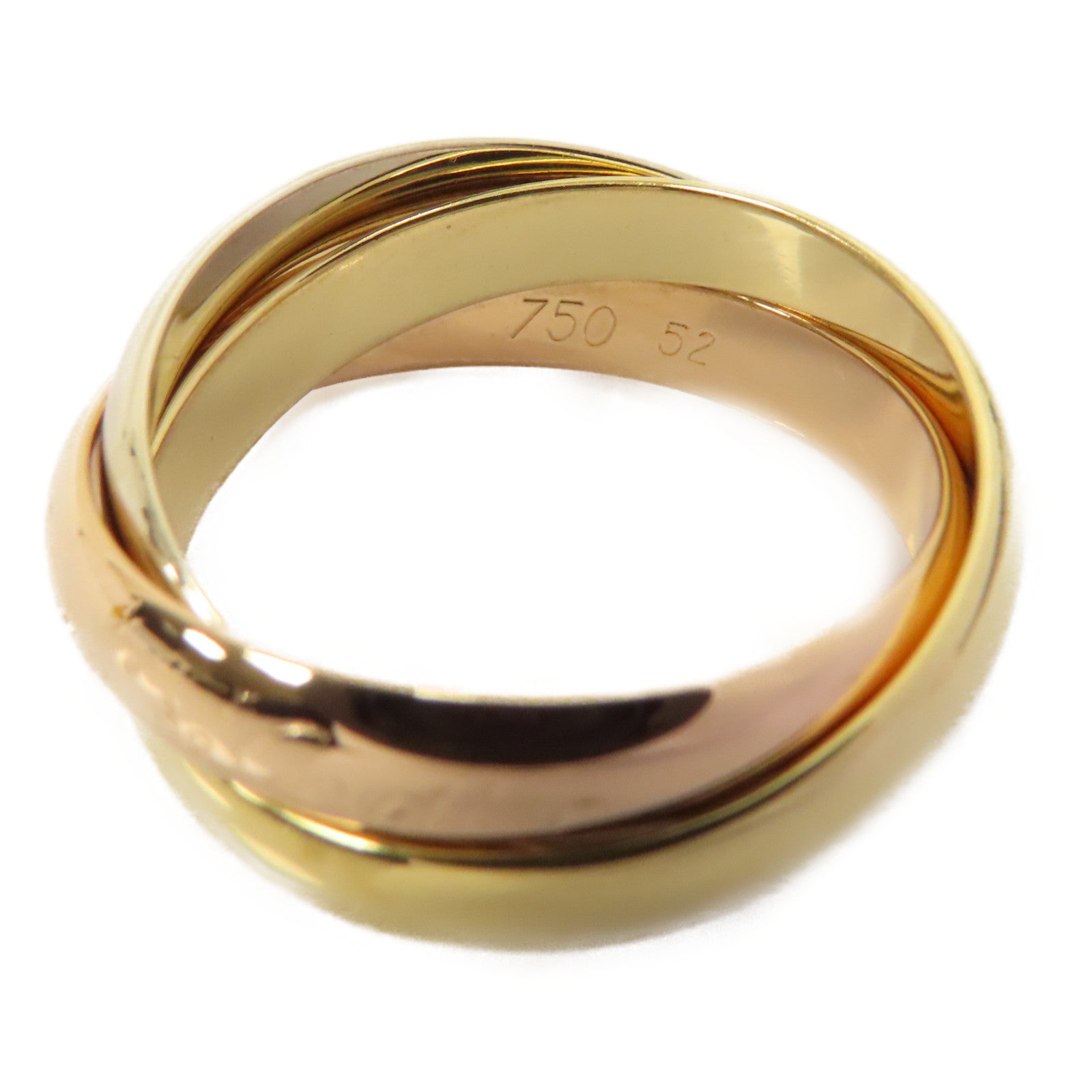 CARTIER 18K黄金/玫瑰金/白金Trinity Ring戒指US#6/Cartier#52