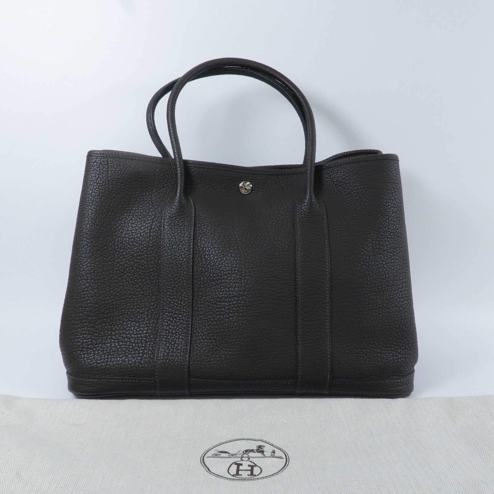 HERMES Negonda皮革Garden Party PM手挽袋Chocolat