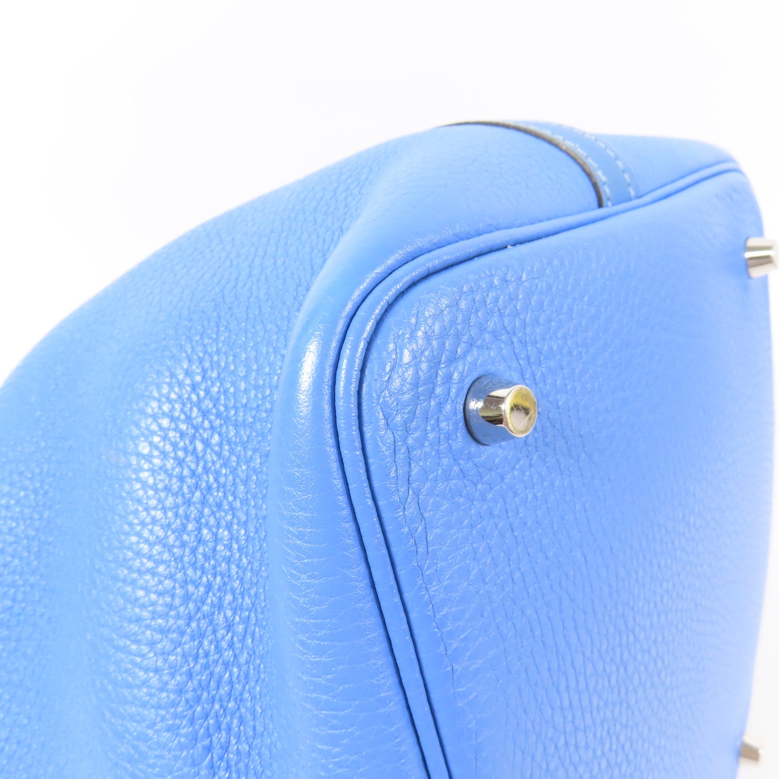 HERMES Clemence皮革Picotin MM銀扣肩背袋Blue Paradise