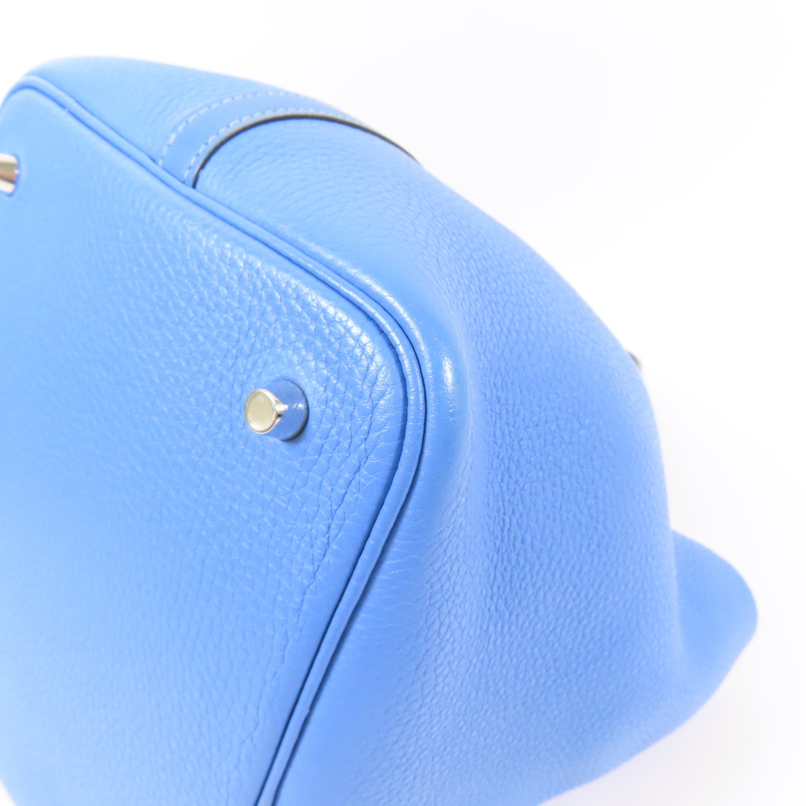 HERMES Clemence皮革Picotin MM銀扣肩背袋Blue Paradise