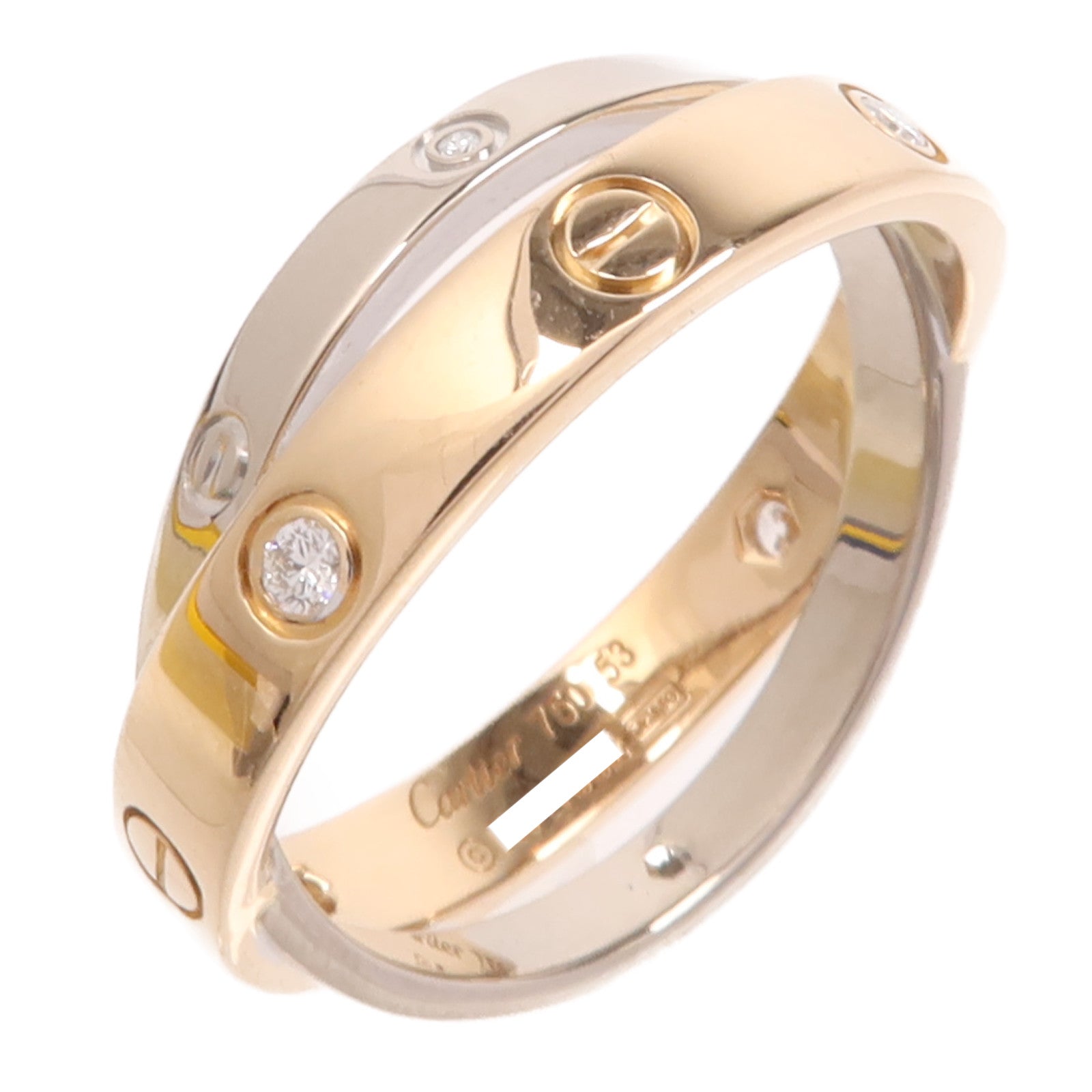 CARTIER 18K白金/玫瑰金Diamond Love Ring鑽石戒指Cartier#53/US#7