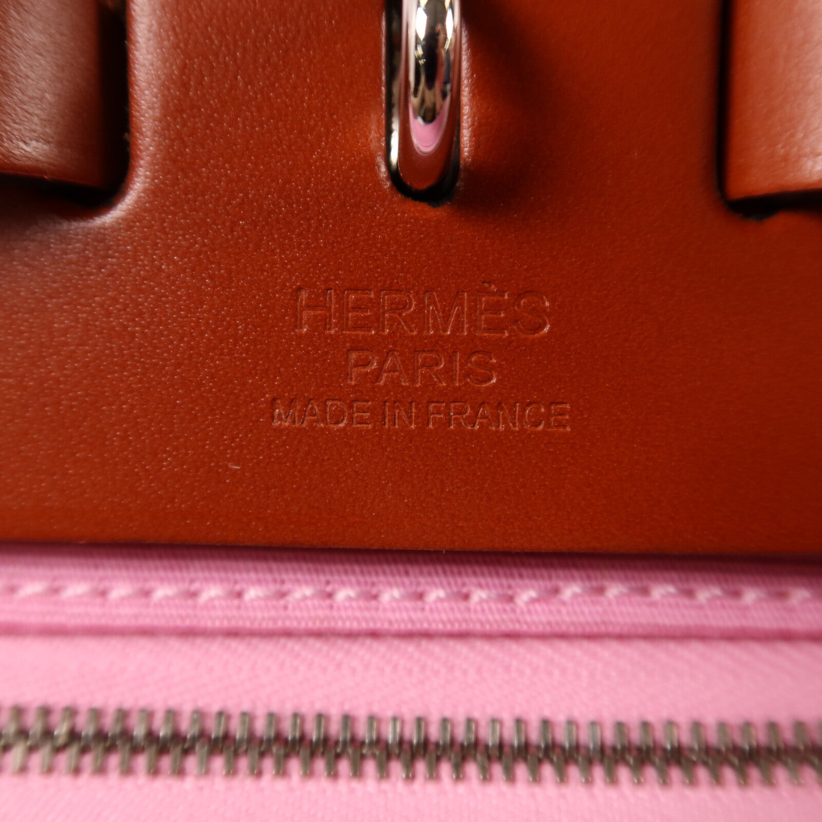 HERMES 【激減優惠】帆布Herbag PM銀扣手挽肩背兩用袋Rose Azalee