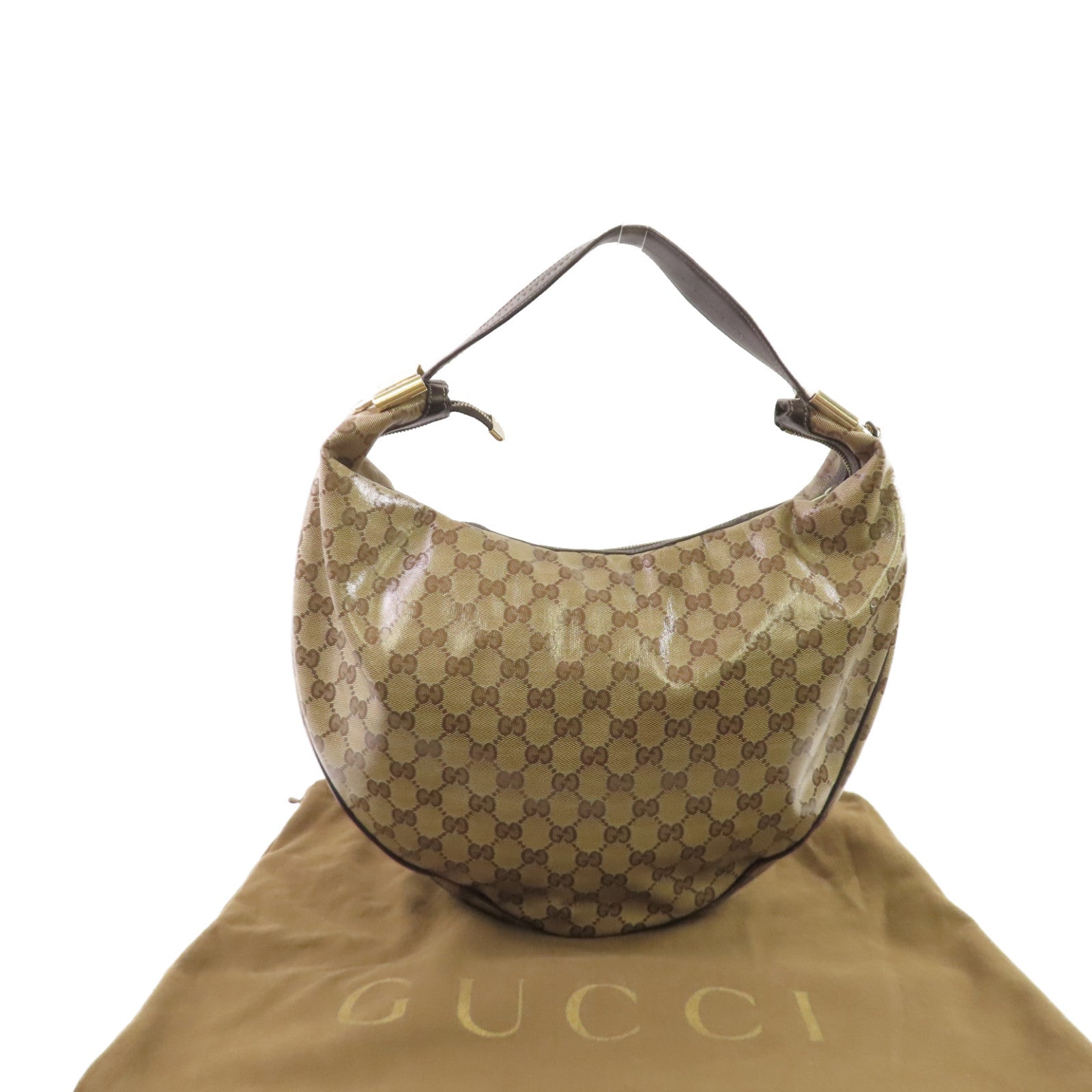 GUCCI 【激減優惠】塗層帆布Duchessa Shoulder Bag金扣肩背袋啡色
