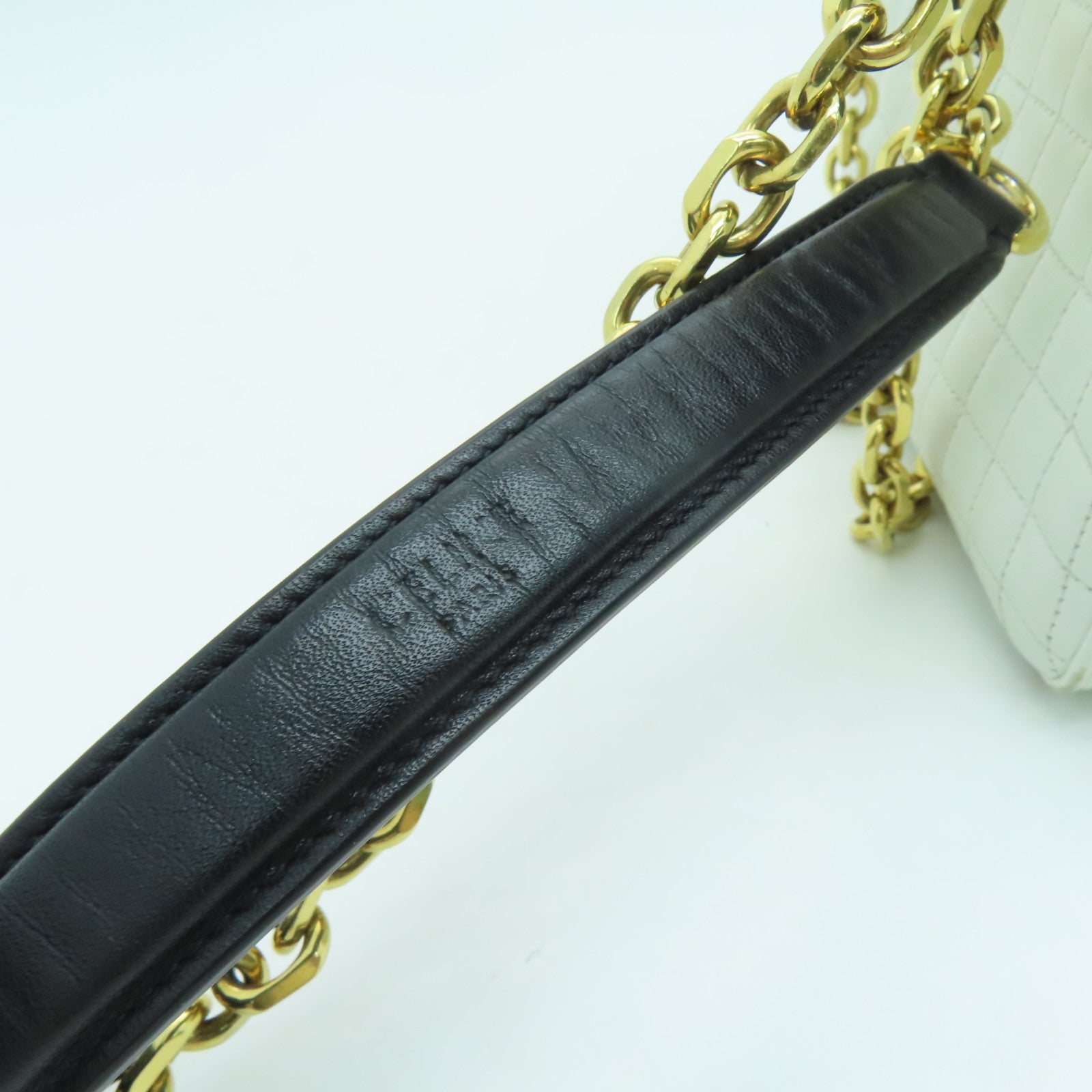 CELINE 羊皮皮革Chain Shoulder Bag金扣链带肩背袋白色黑色