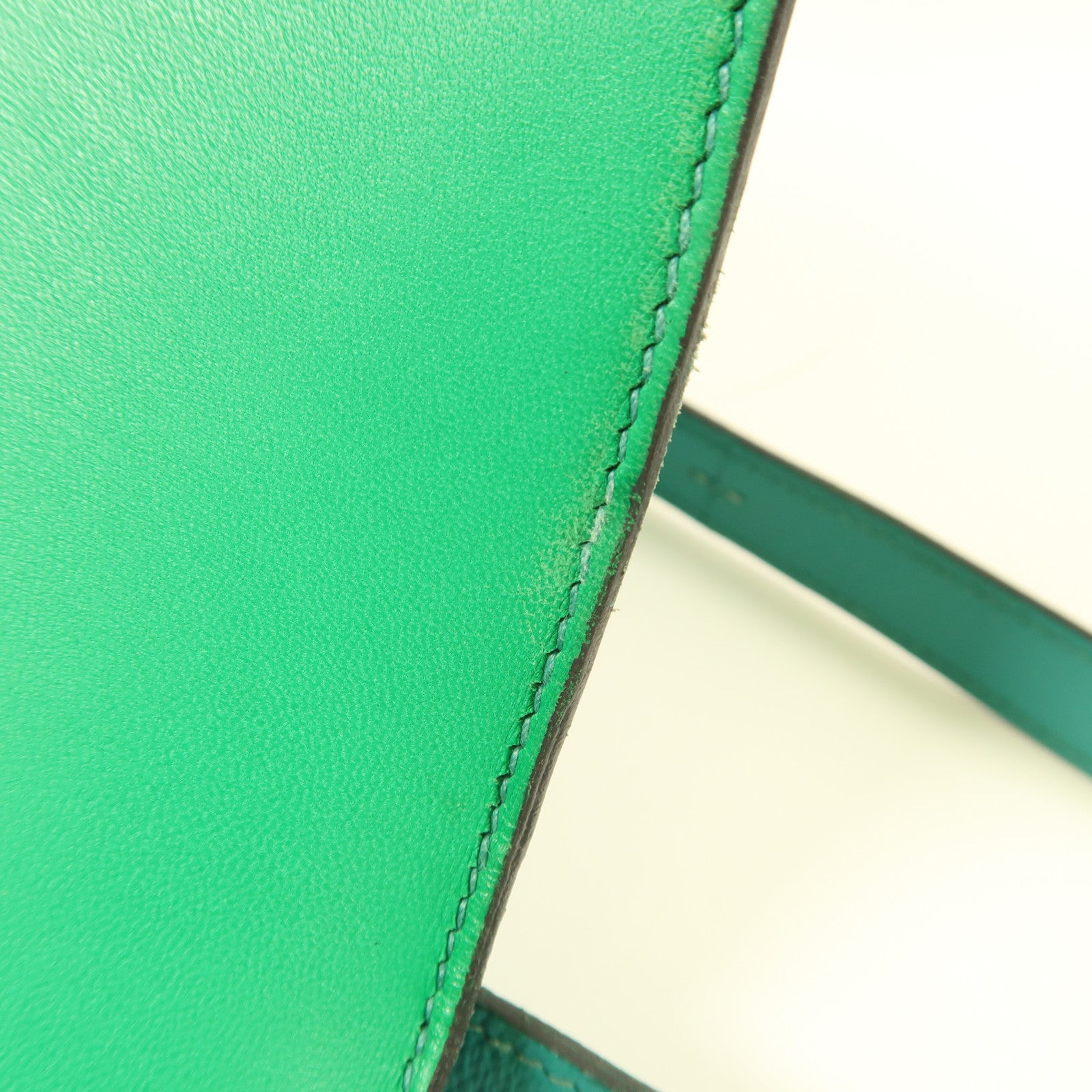 HERMES Epsom皮革Constance 24銀扣肩背袋Blue Paon/Menthe