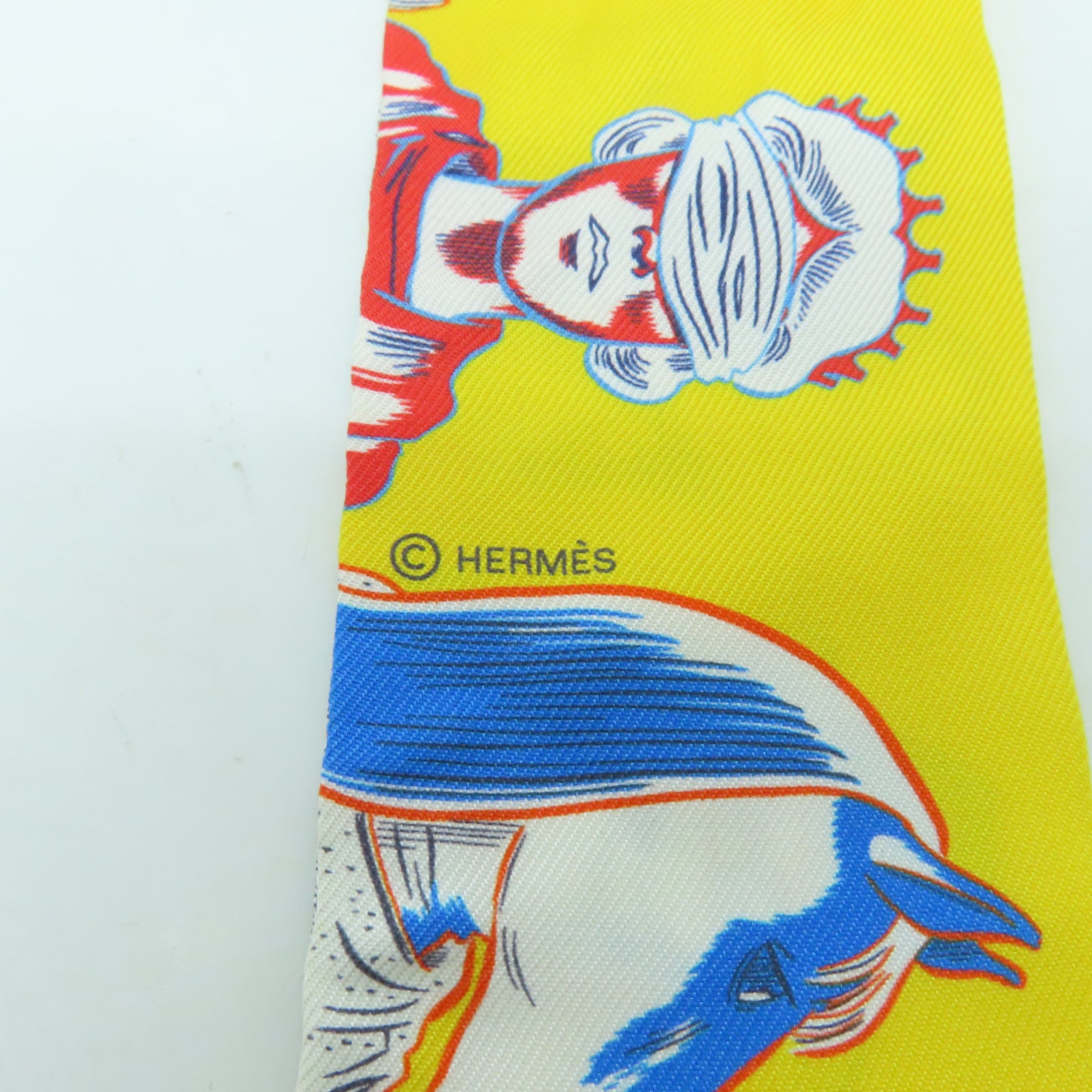 HERMES 【激減優惠】絲質Twilly絲巾黃色
