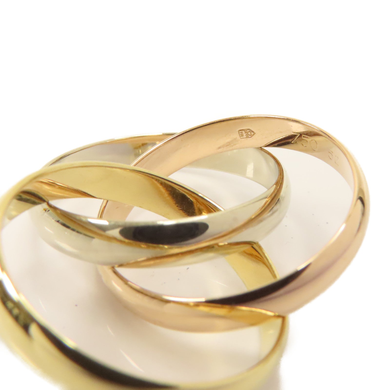 CARTIER 18K黄金/玫瑰金/白金Trinity Ring戒指US#6/Cartier#52