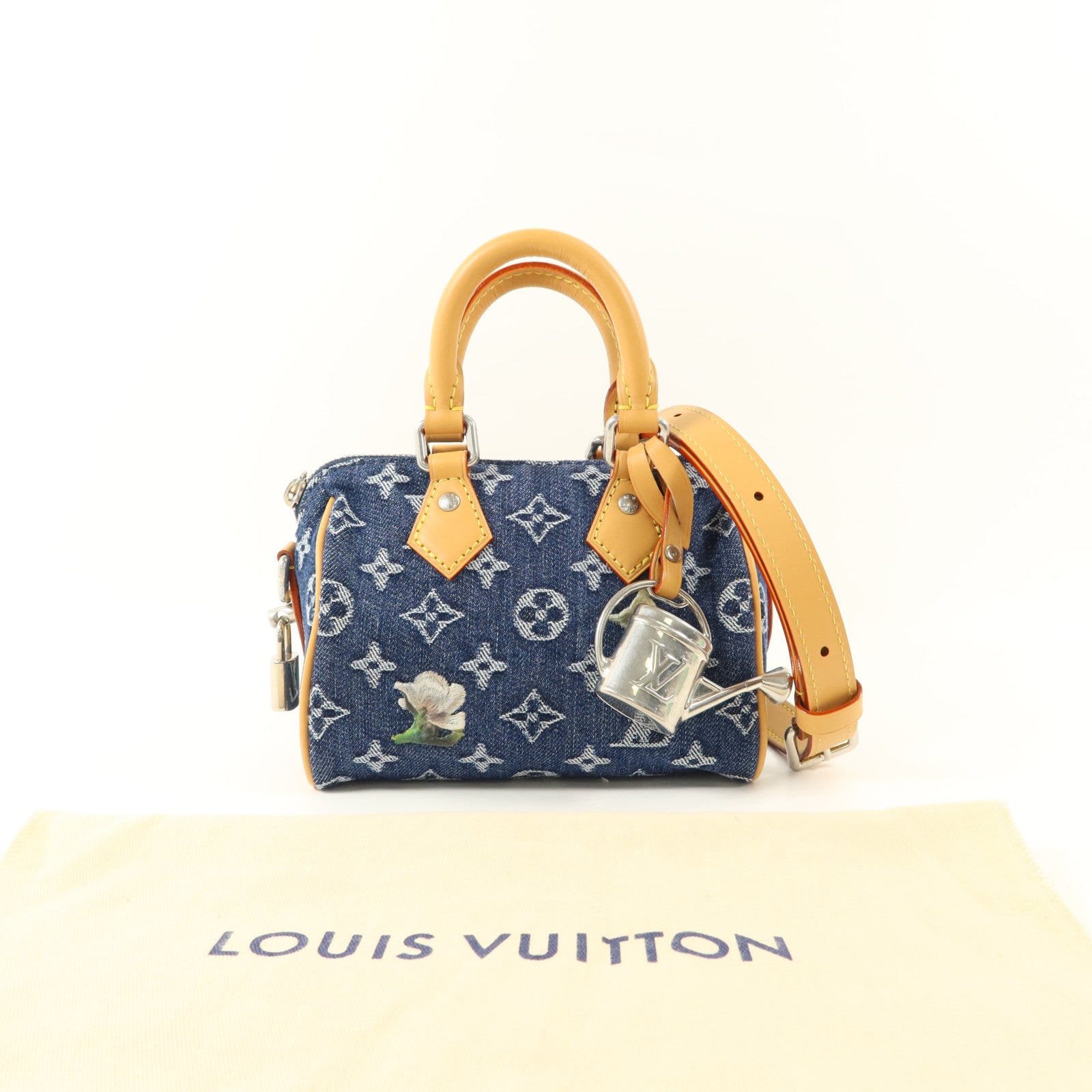 LOUIS VUITTON Monogram Denim Speedy 18 Bandouliere手挽肩背兩用袋