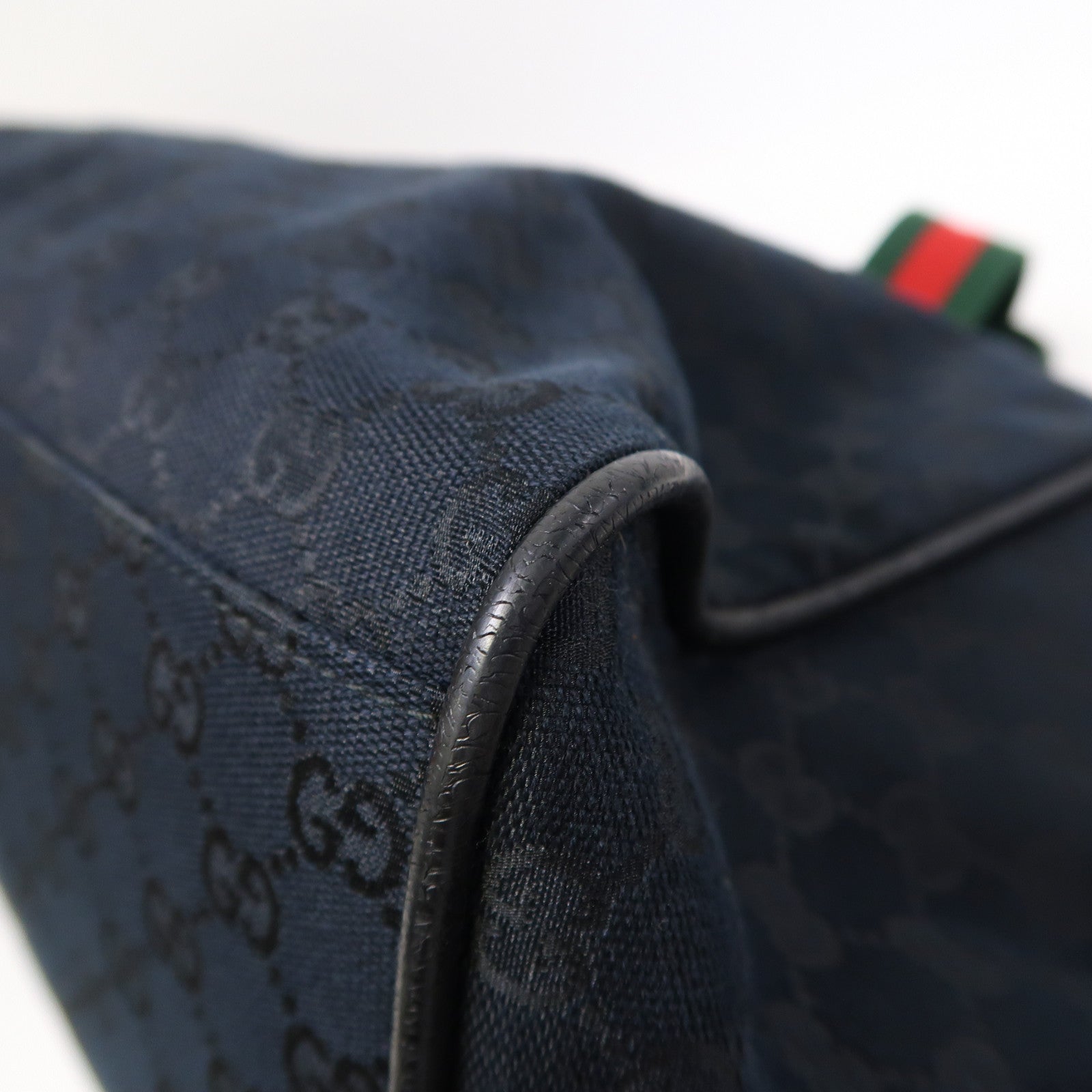 GUCCI 帆布Shoulder Boston Bag銀扣波士頓包黑色