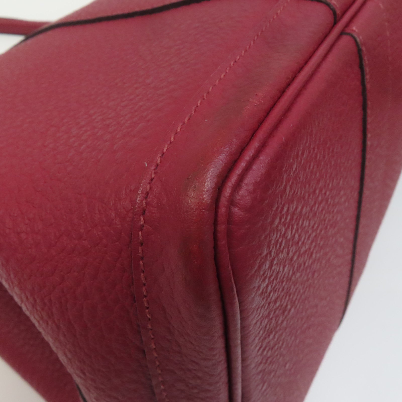 HERMES Country皮革Garden Party PM銀扣手挽袋紅色