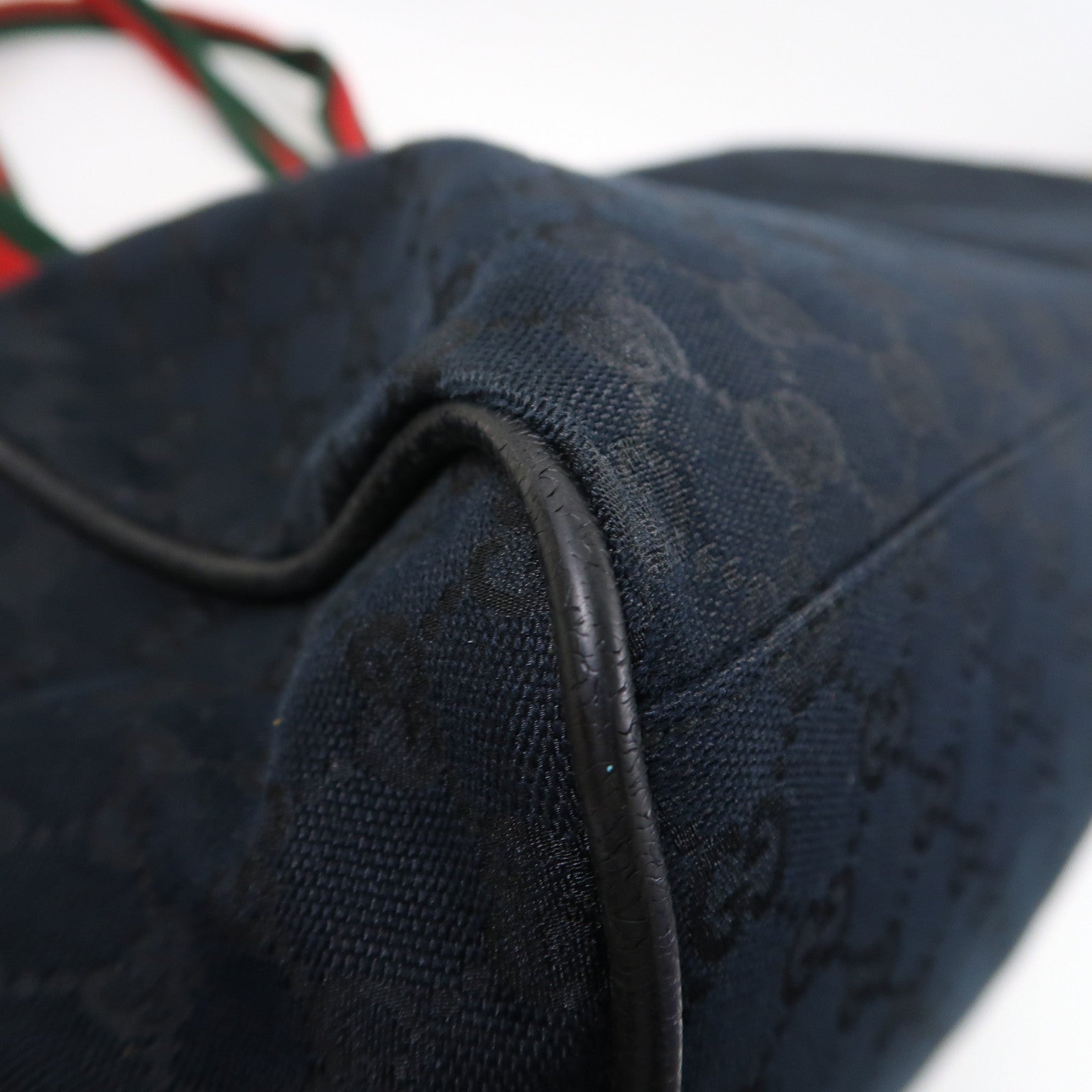 GUCCI 帆布Shoulder Boston Bag銀扣波士頓包黑色
