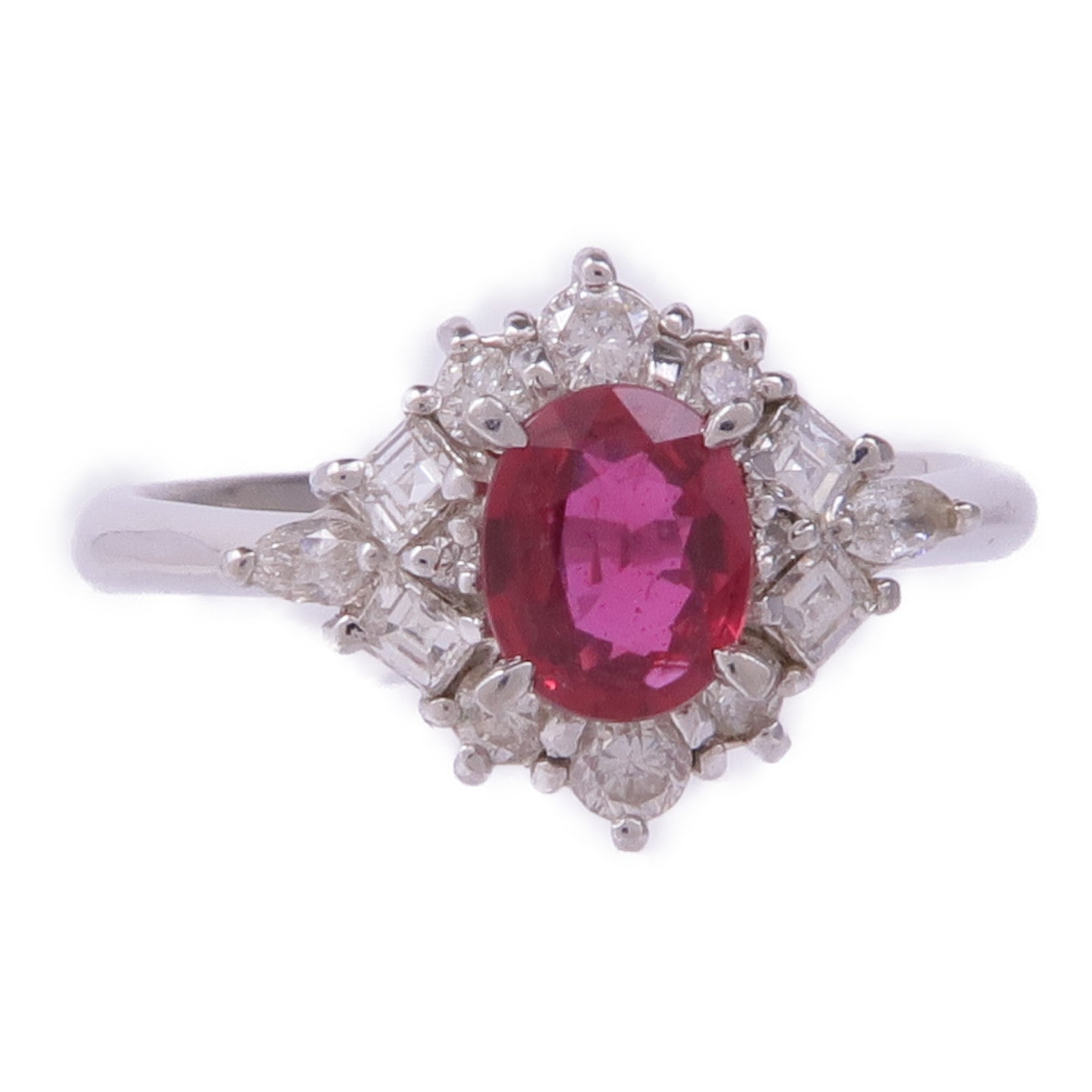 JEWELRY PT900鉑金Ruby Diamond Ring紅寶石/鑽石戒指US#6.5