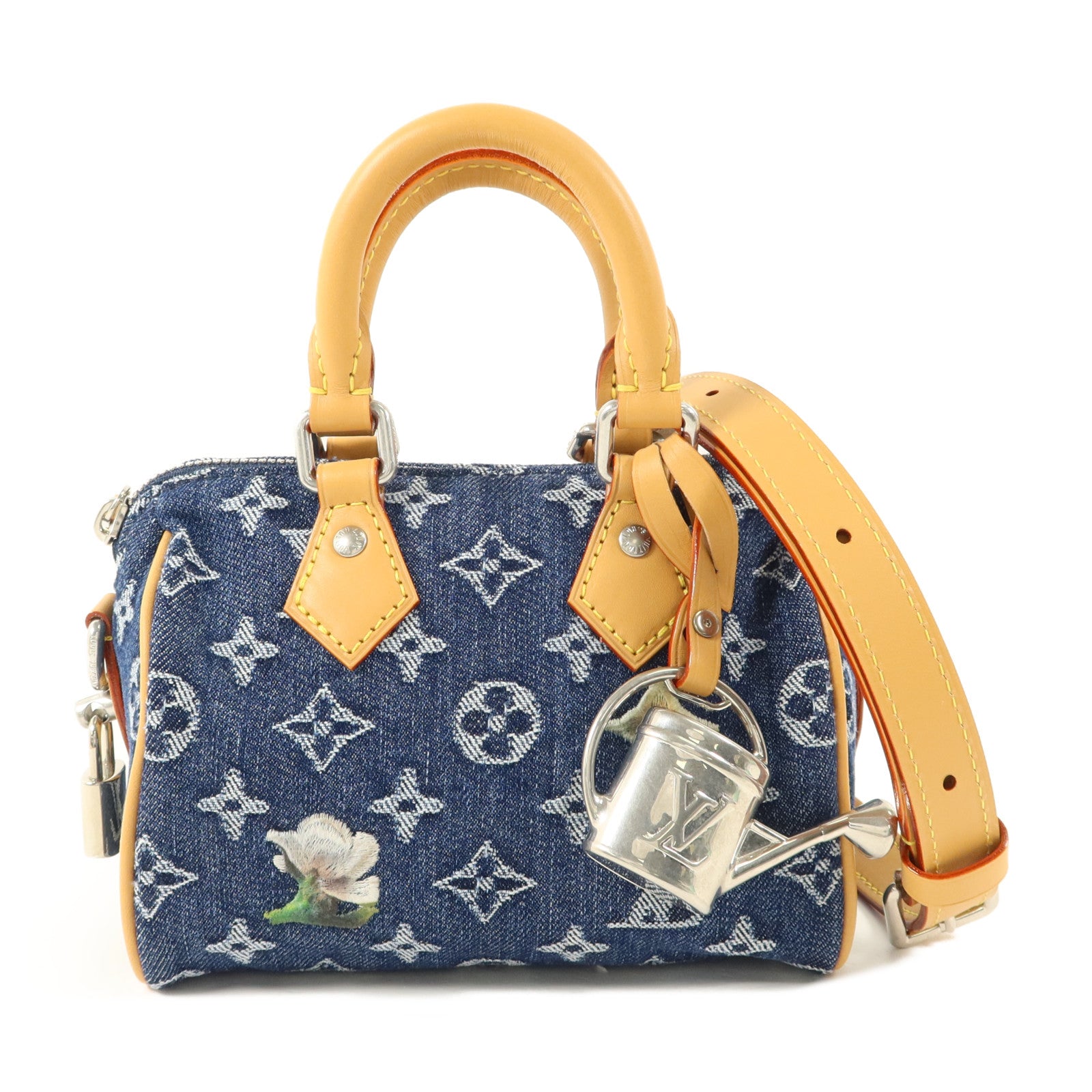 LOUIS VUITTON Monogram Denim Speedy 18 Bandouliere手挽肩背兩用袋