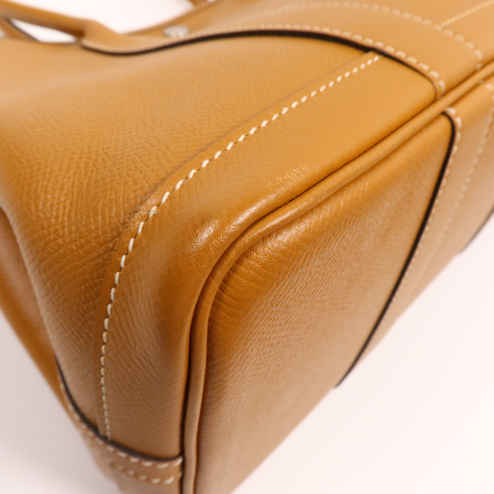 HERMES Epsom皮革Garden Party TPM銀扣手挽袋Toffee